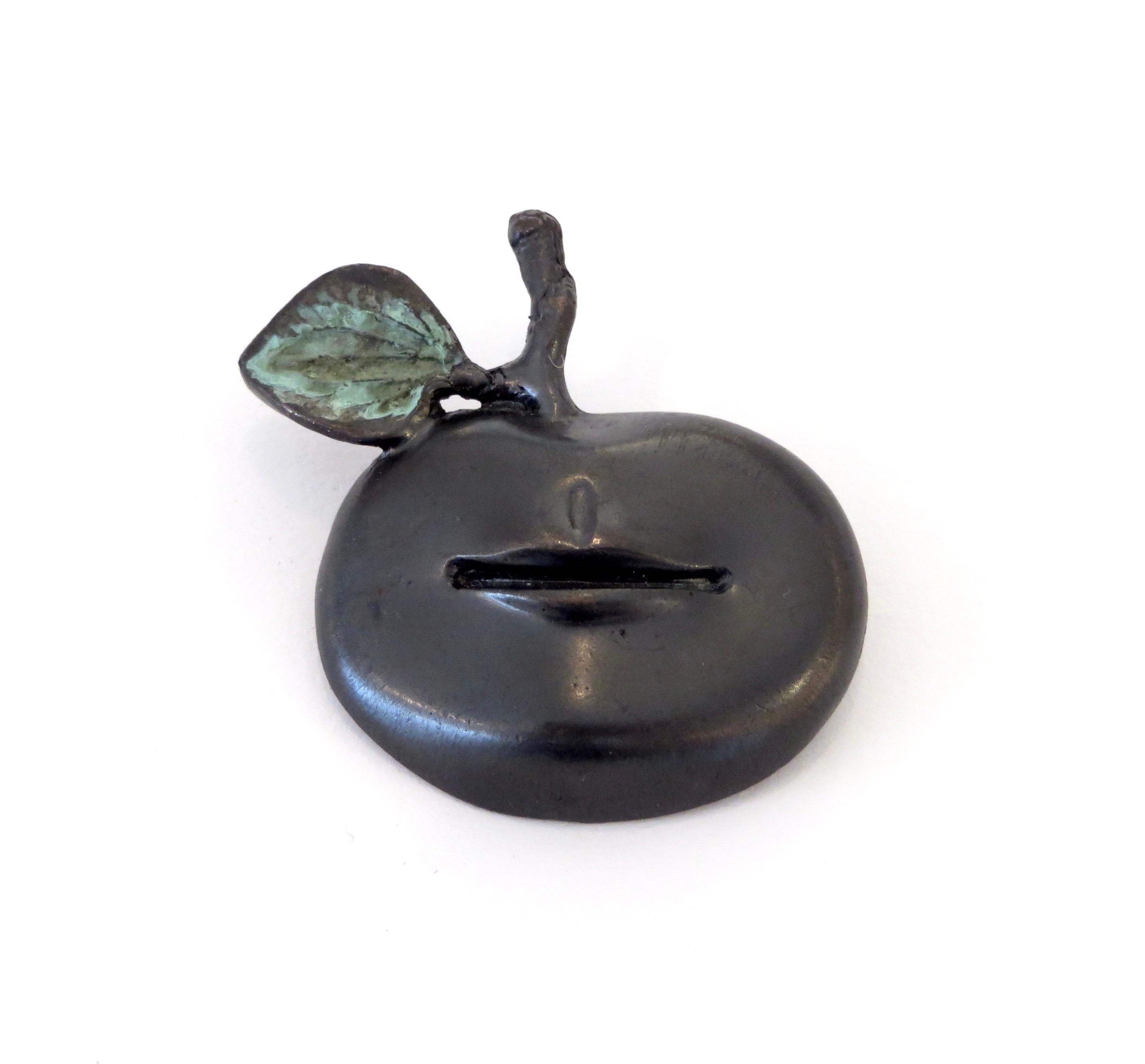 Claude Lalanne Brooch Pomme Bouche Patinated Bronze Brooch Signed CL Lalanne  In Excellent Condition For Sale In Chicago, IL