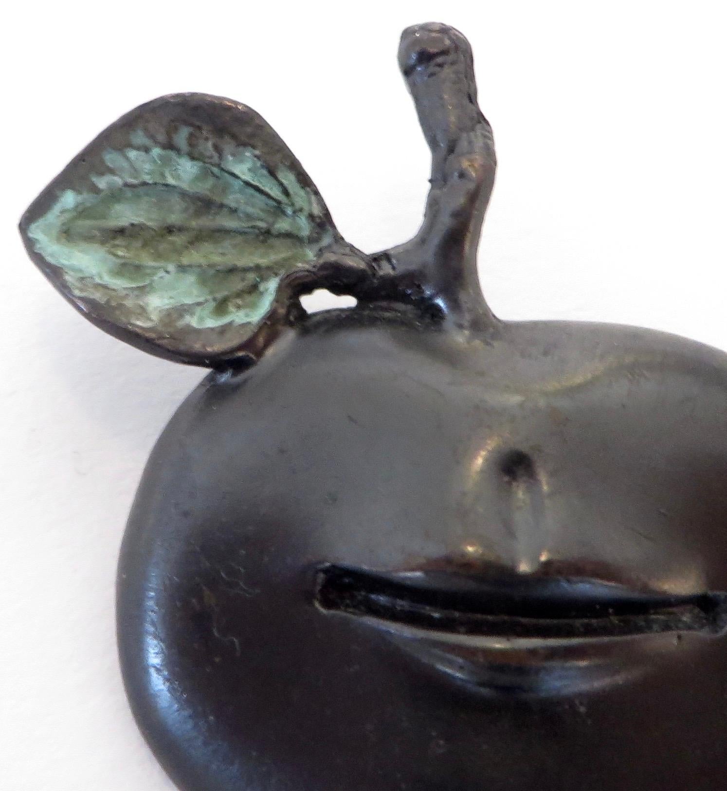 Claude Lalanne Brooch Pomme Bouche Patinated Bronze Brooch Signed CL Lalanne  For Sale 3