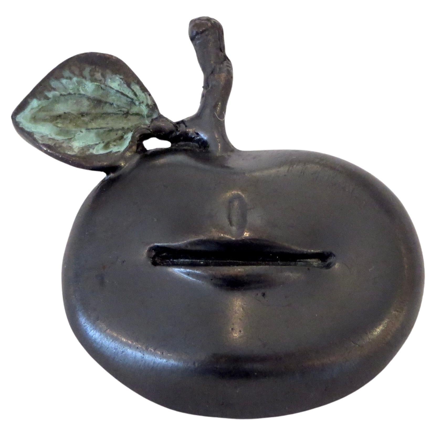 Late 20th Century Claude Lalanne Brooch Pomme Bouche Patinated Bronze Brooch Signed CL Lalanne  For Sale