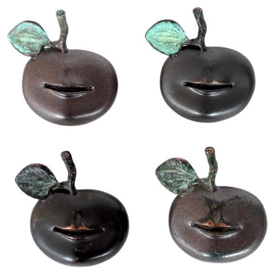 Claude Lalanne Brooch Pomme Bouche Patinated Bronze Brooch Signed CL Lalanne  For Sale