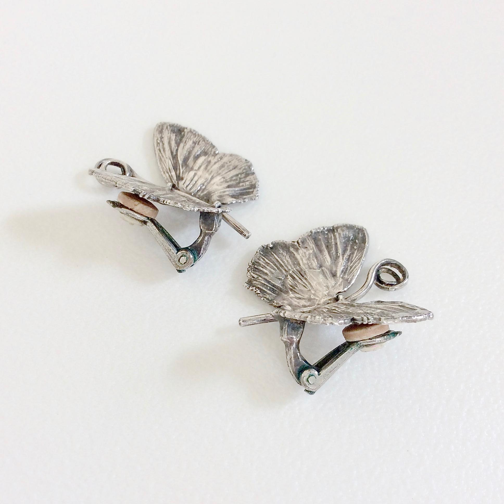 Claude Lalanne Butterfly Silver Earrings, 1988, with Certificate Of Authenticity 3