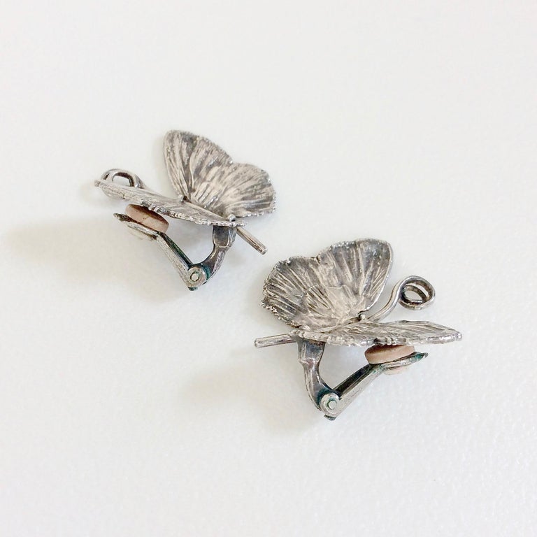 Claude Lalanne Butterfly Silver Earrings, 1988, with Certificate Of Authenticity For Sale 3