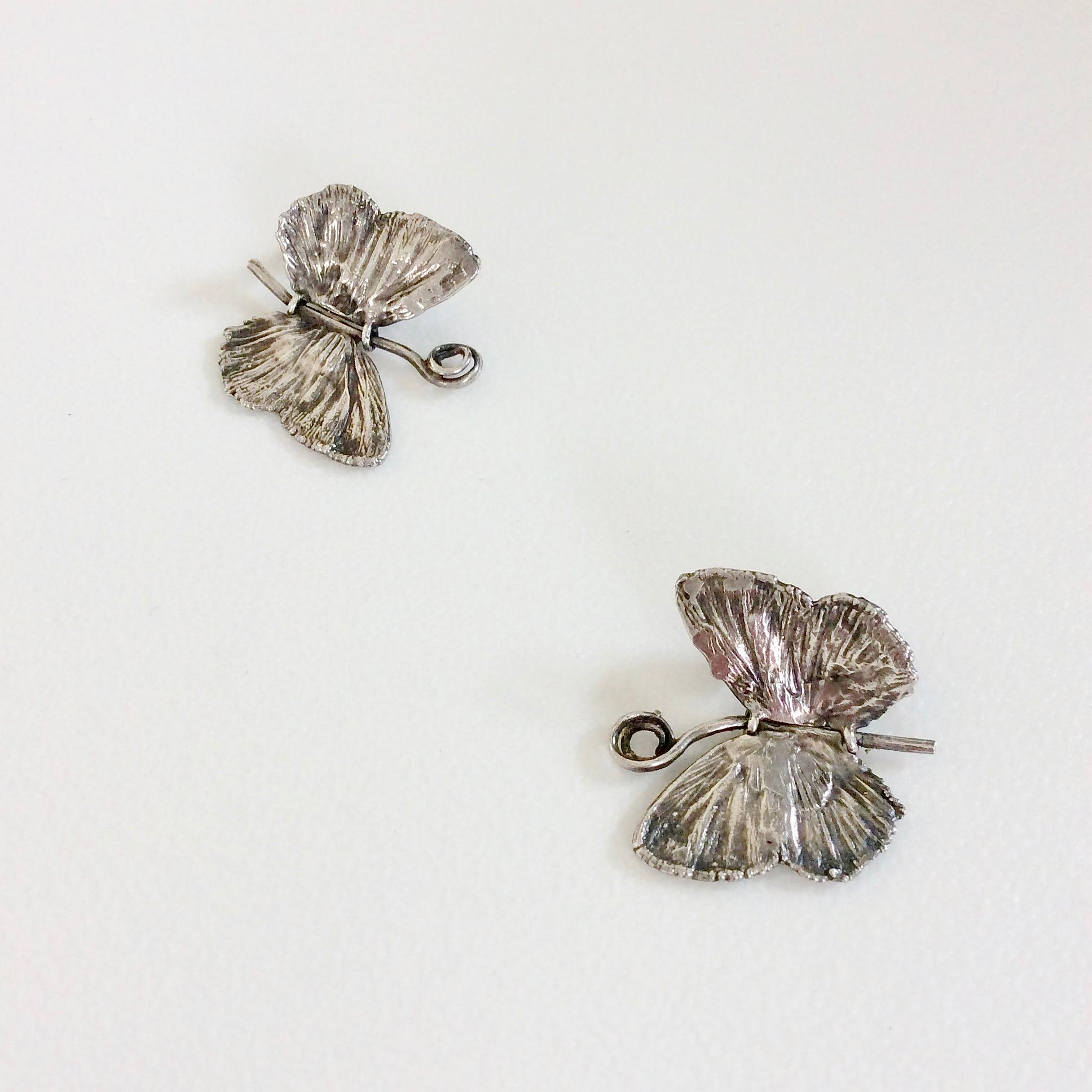 Mid-Century Modern Claude Lalanne Butterfly Silver Earrings, 1988, with Certificate Of Authenticity