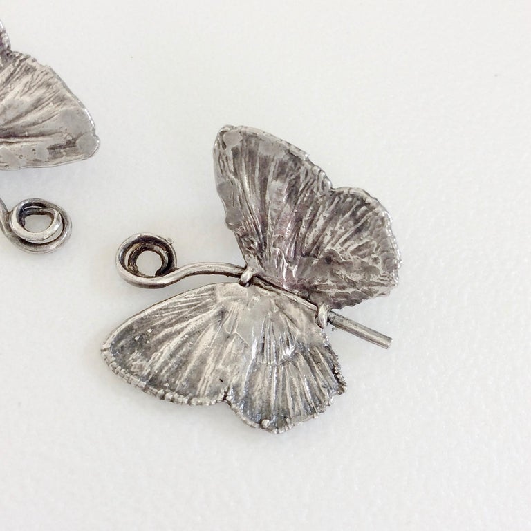 Claude Lalanne Butterfly Silver Earrings, 1988, with Certificate Of Authenticity In Good Condition For Sale In Brussels, BE