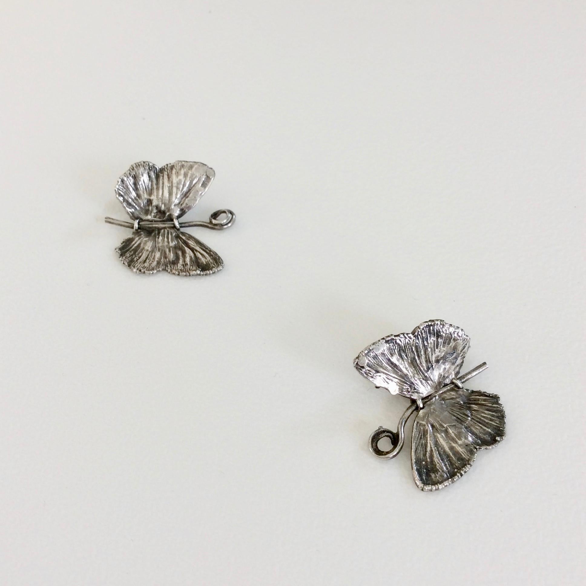 Claude Lalanne Butterfly Silver Earrings, 1988, with Certificate Of Authenticity 1