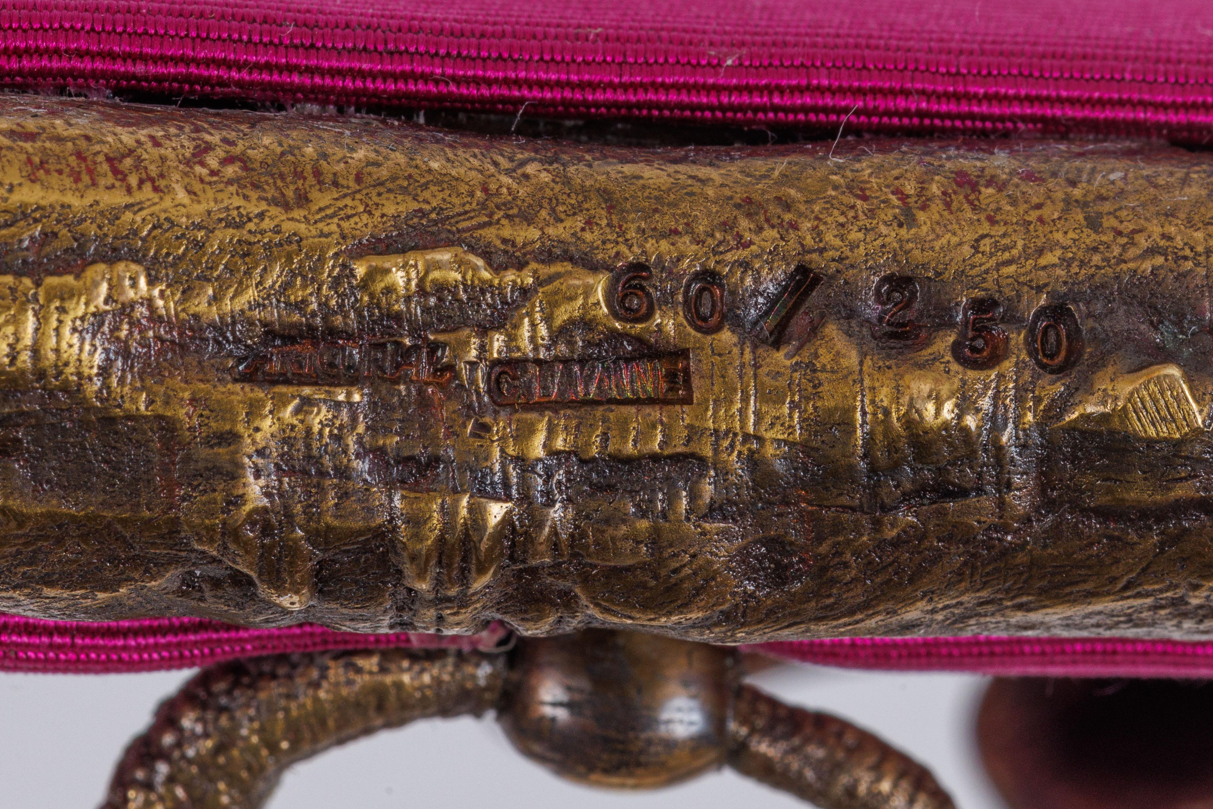 Claude Lalanne (French, 1925-2019) A Rare Pink Silk and Bronze Ginkgo Bag For Sale 6