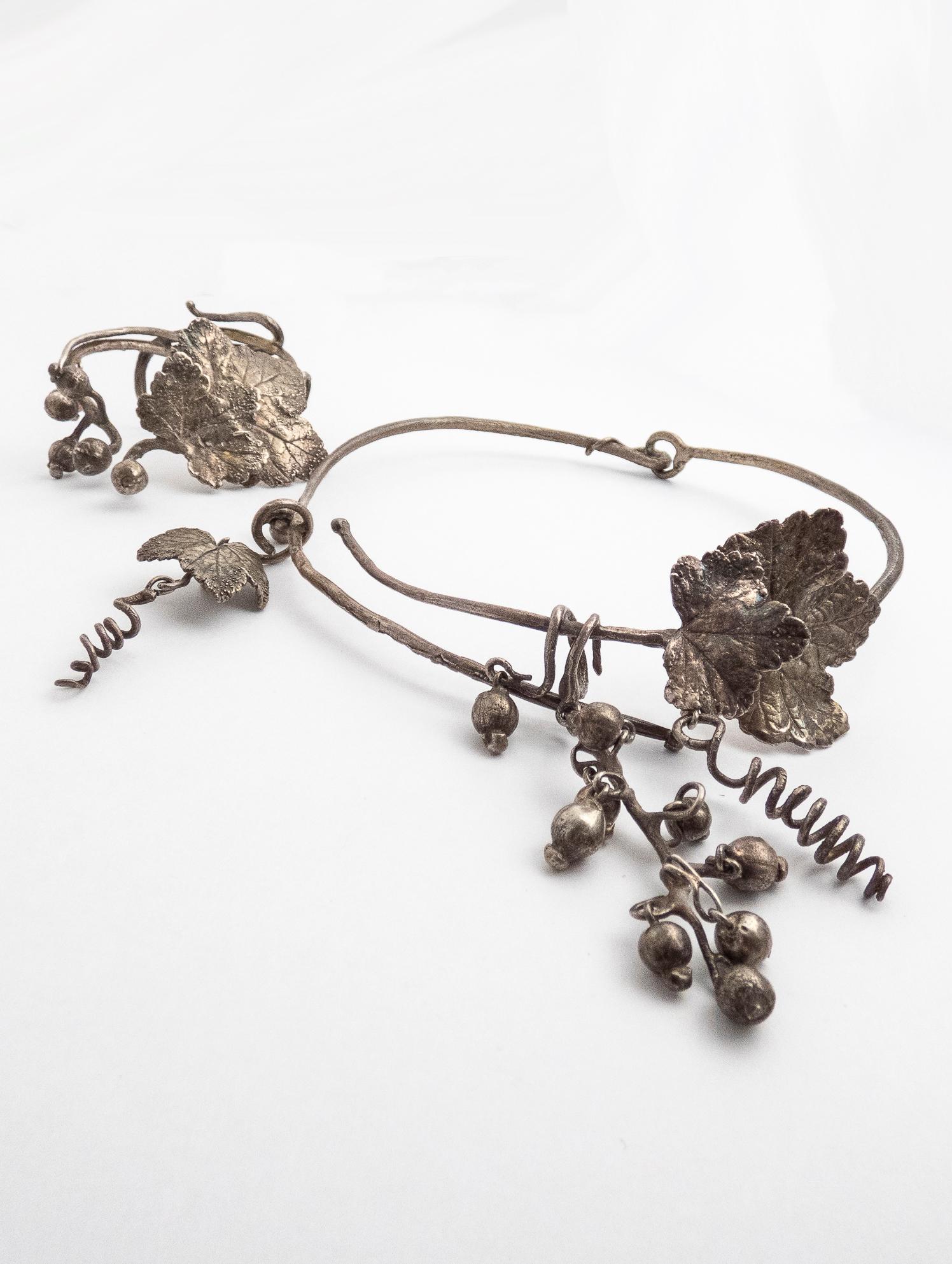 Art Nouveau CLAUDE LALANNE Silver Groseilles Choker Necklace Bangle Set For Sale