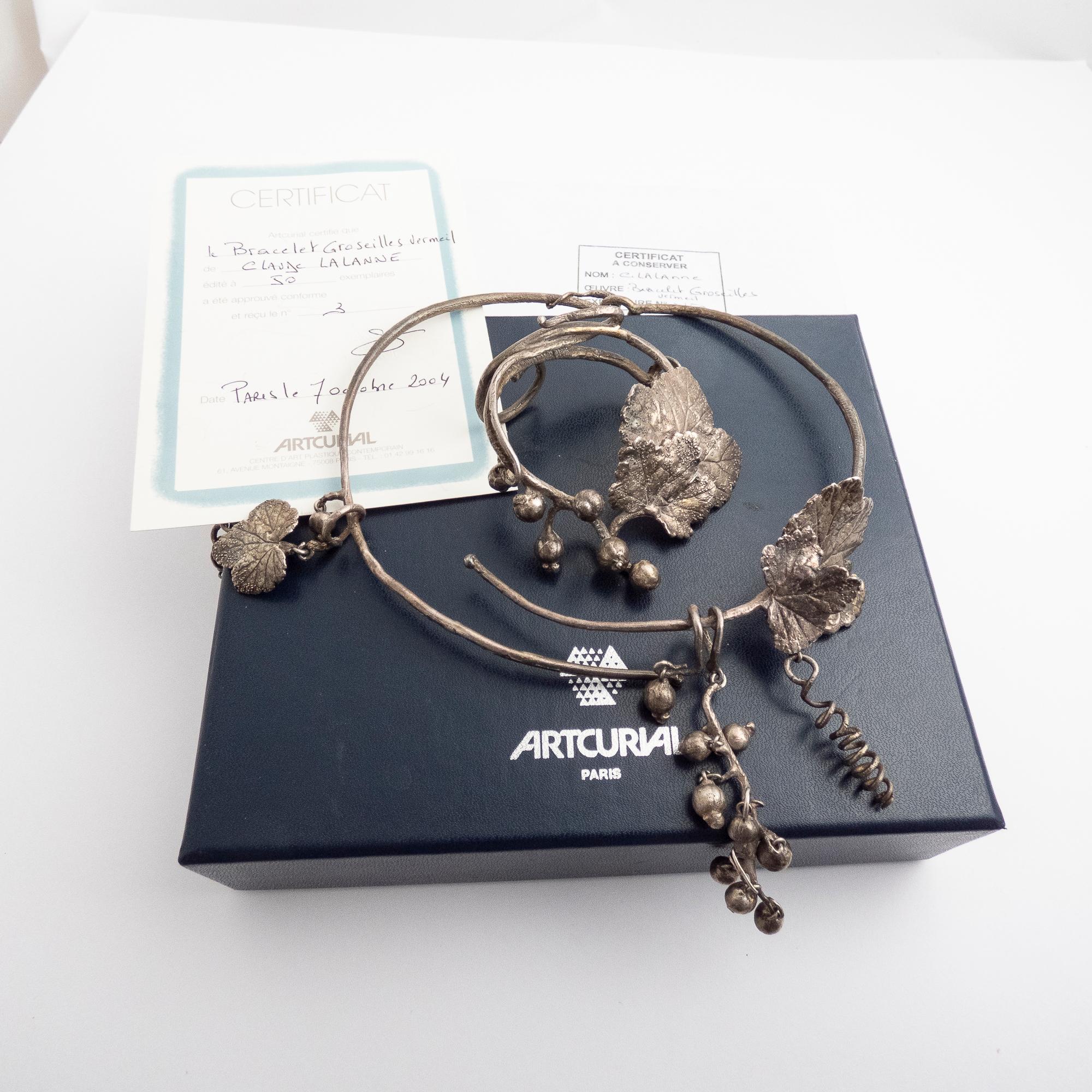 CLAUDE LALANNE Silver Groseilles Choker Necklace Bangle Set  In Excellent Condition For Sale In Boston, MA