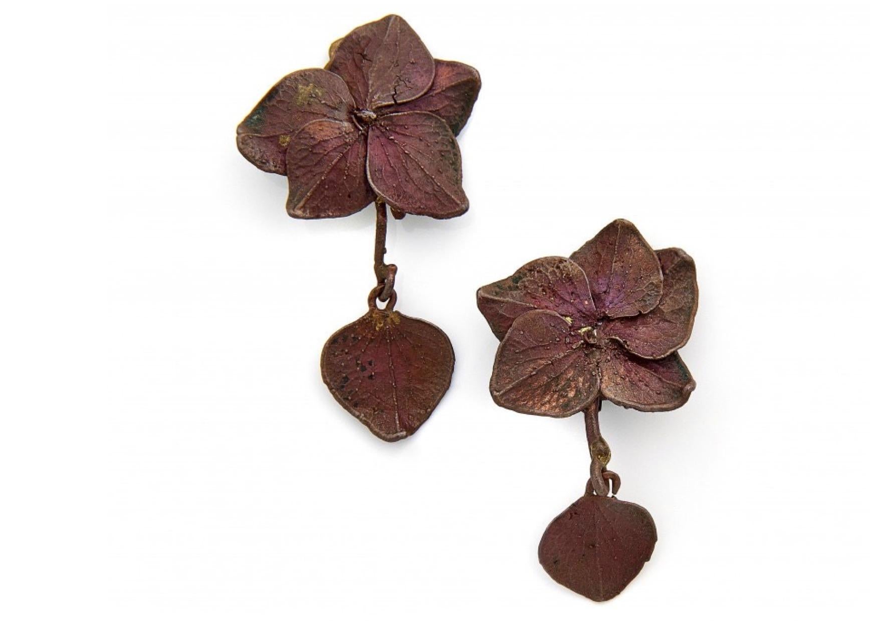 90's Claude Lalanne copper «Hortensias» earrings In Good Condition For Sale In Paris, FR