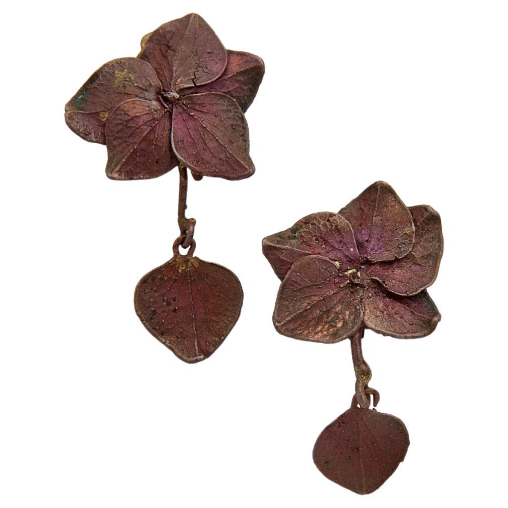 90's Claude Lalanne copper «Hortensias» earrings For Sale