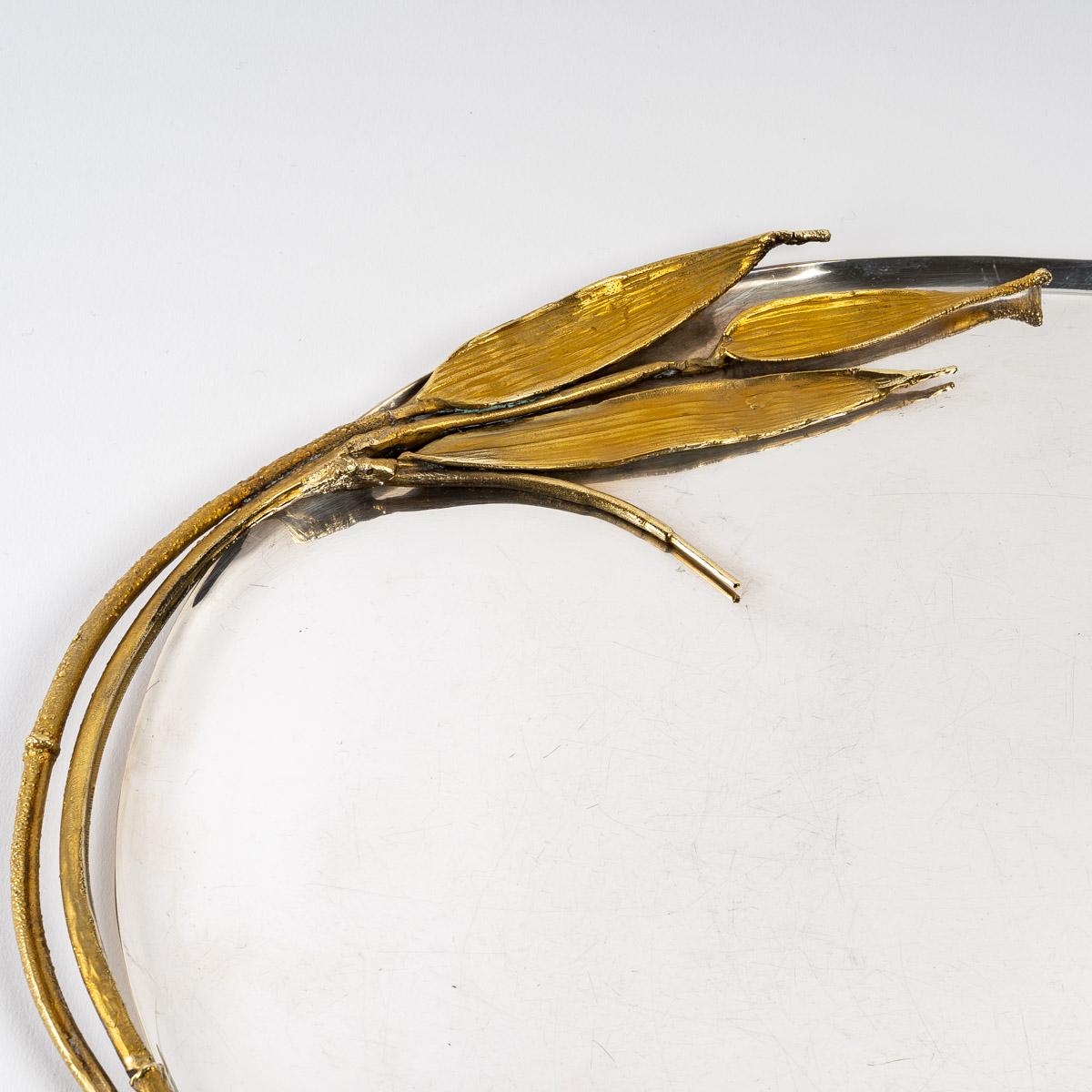 French Claude Lalanne, Tray Bambou Gilt Bronze Silver Plated Ed. Artcurial AP III/VIII