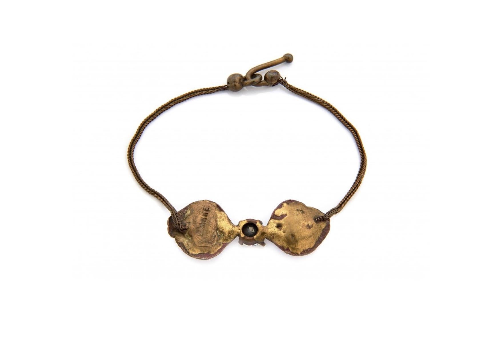 French Copper and zirconium Claude Lalanne's 'Hortensia' bracelet  For Sale