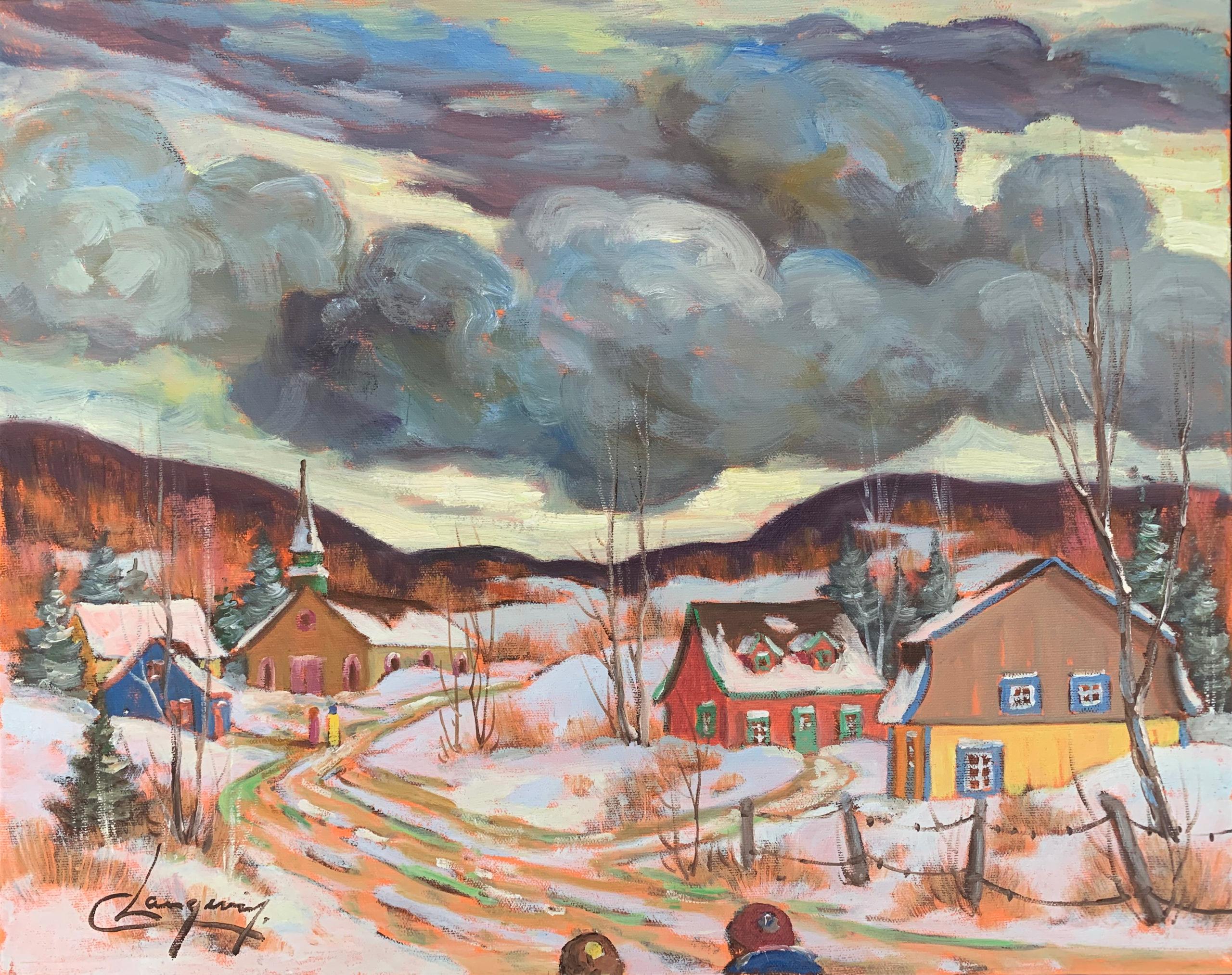 Claude Langevin Landscape Painting - Snow clouds