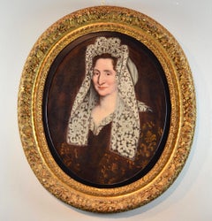 Portrait de femme peint à l'huile sur toile baroque, France, Art du XVIIe siècle