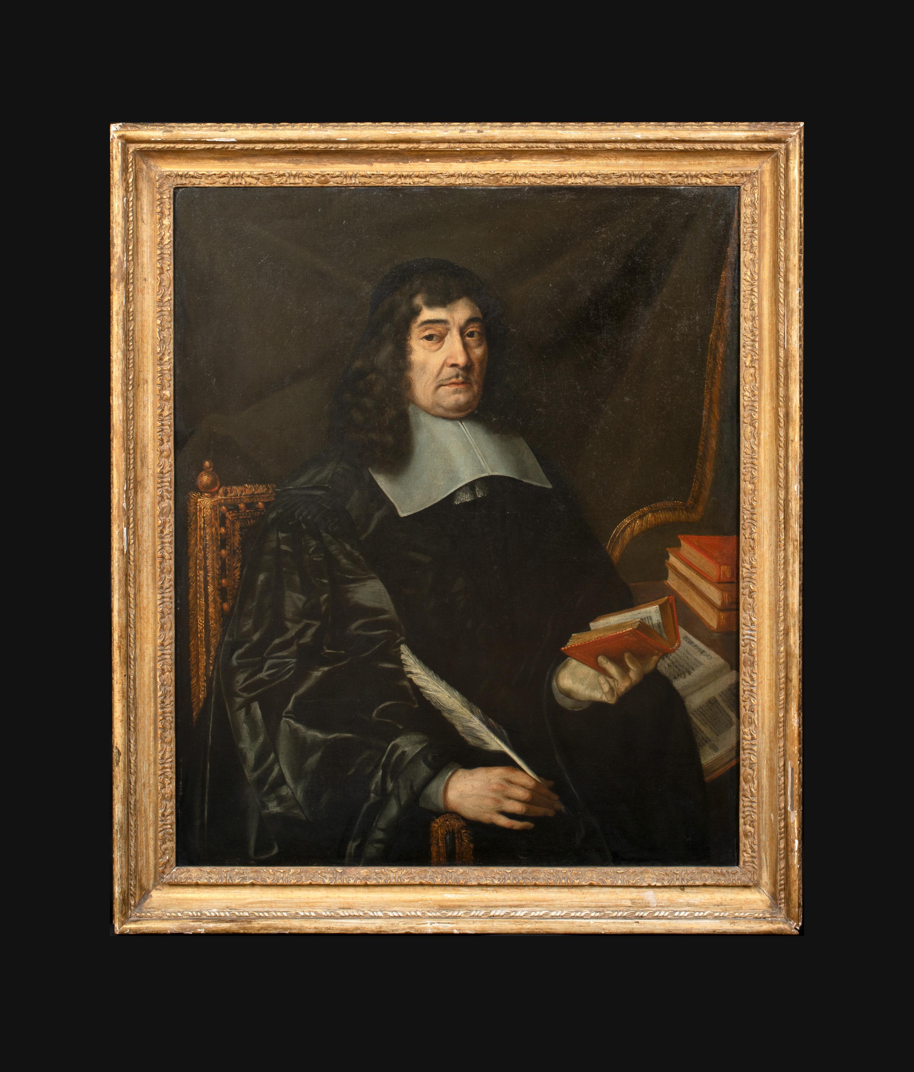 Ritratto di Rene Descartes (1596-1650)  attribuito a CLAUDE LEFEBVRE - Painting di Claude Lefebvre