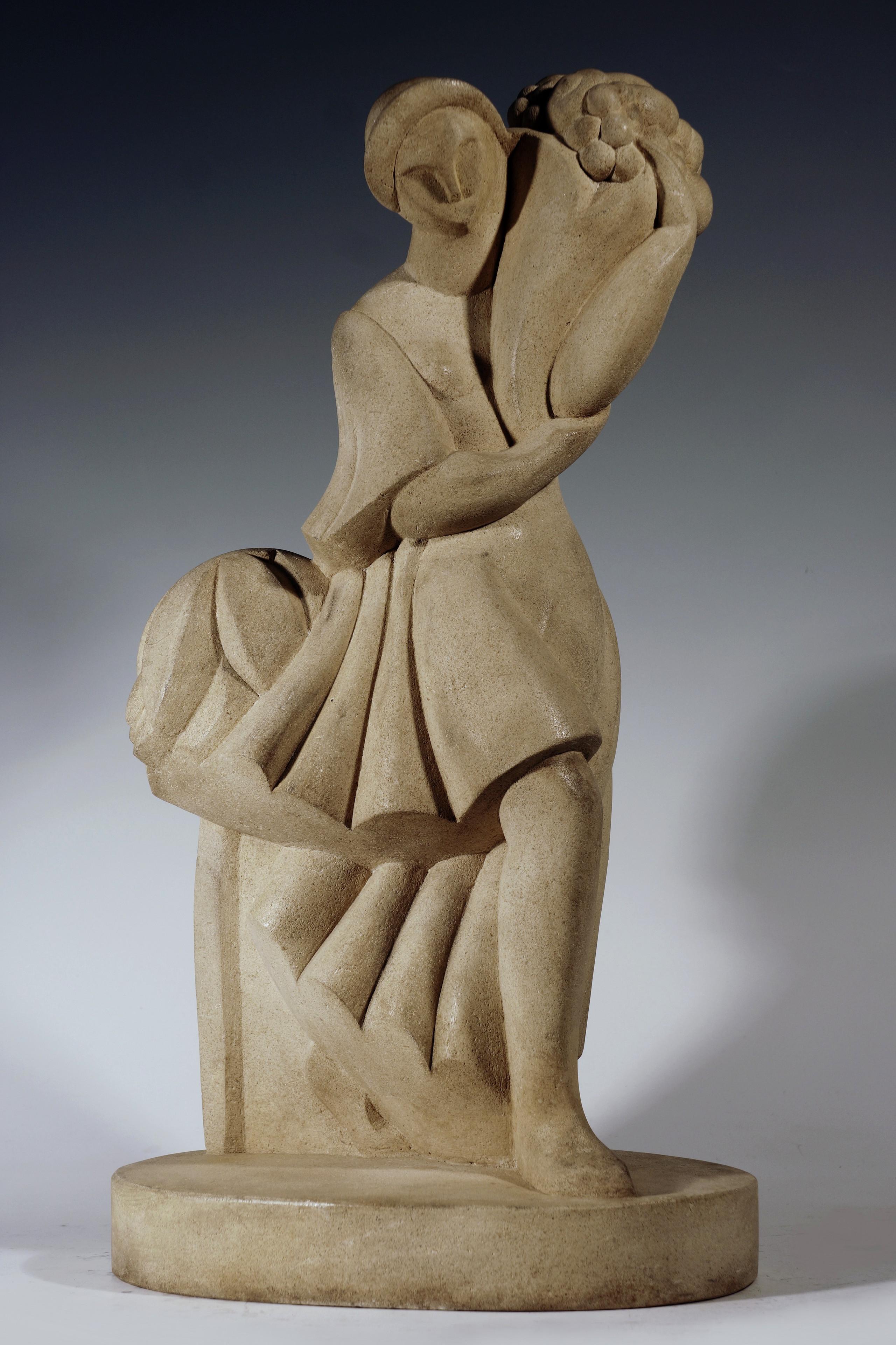 Claude Levy Figurative Sculpture - Claude-Levy Cast Iron Sculpture of Flora, Dated 1925