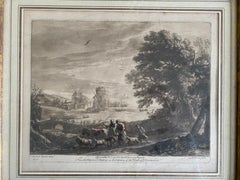 Claude Lorrain, gravure « Paysage avec bergers », fin du 18ème siècle