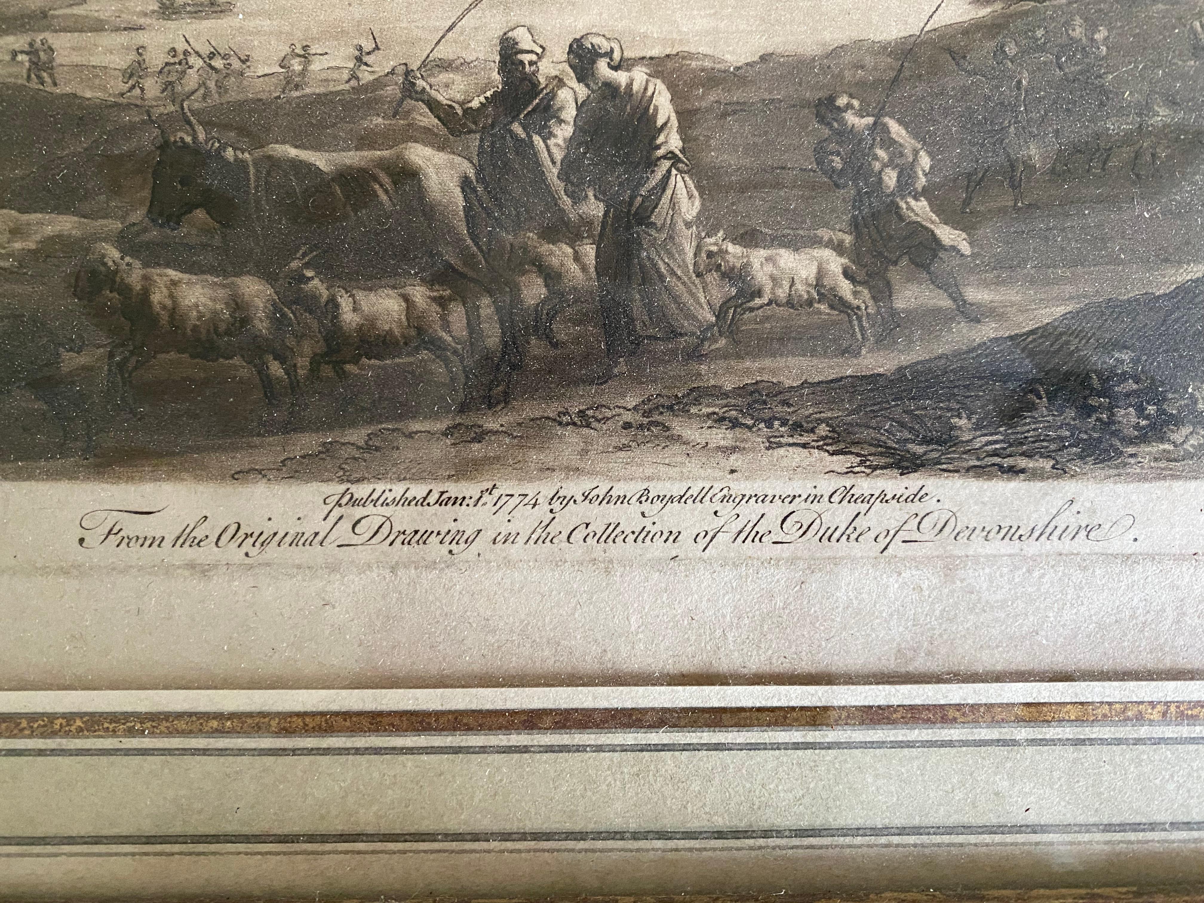 Claude Lorrain-Stickerei „Landschaft mit Hirten“, spätes 18. Jahrhundert im Zustand „Gut“ in Beuzevillette, FR