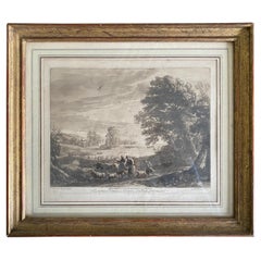 Claude Lorrain-Stickerei „Landschaft mit Hirten“, spätes 18. Jahrhundert