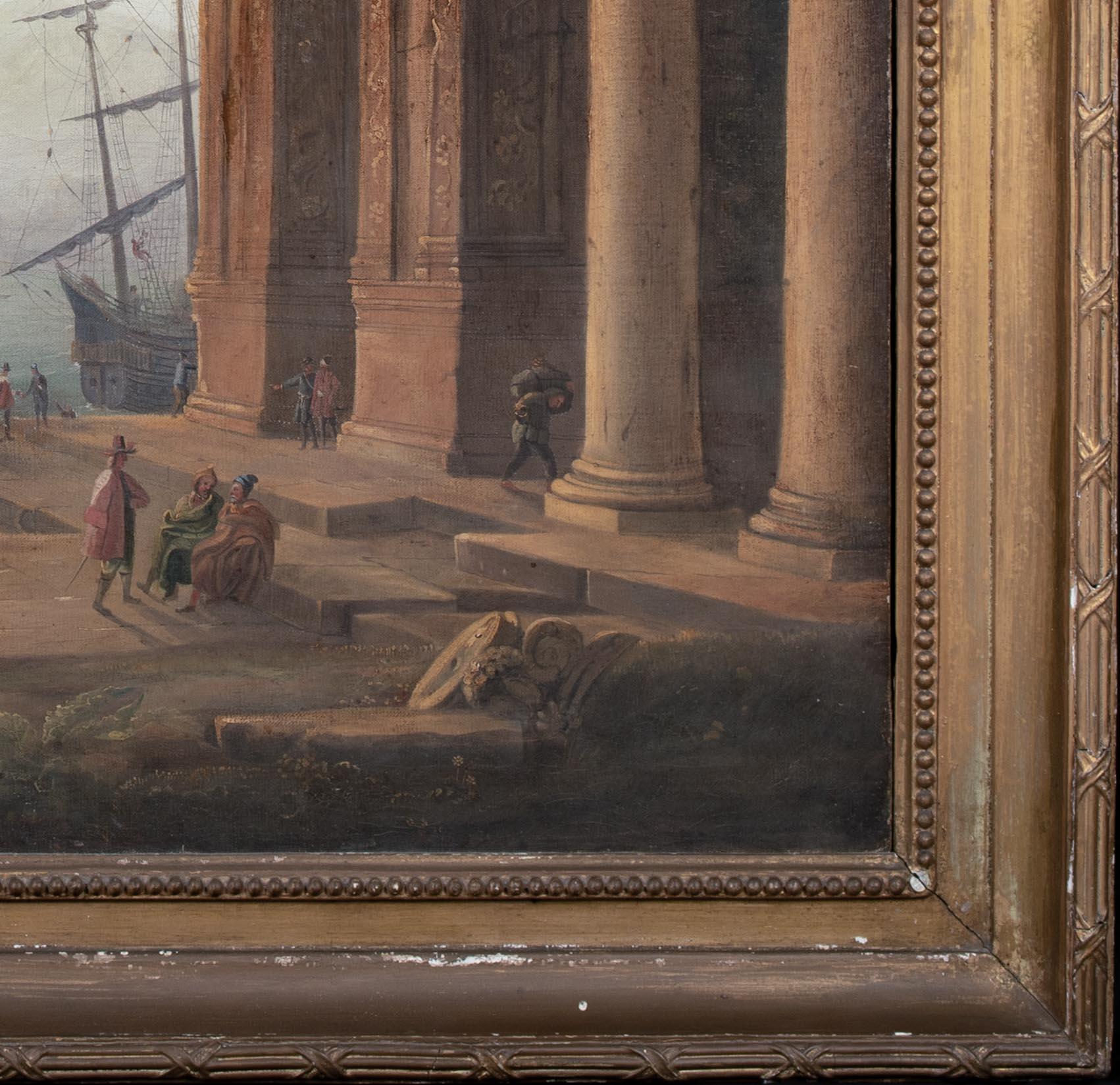 Paisaje portuario al atardecer, hacia 1690

según Claude LORRAIN (1600-1682)

Enorme paisaje portuario clásico de los siglos XVII-XVIII con figuras y barcos amarrados al atardecer, óleo sobre lienzo. Enorme y magnífico paisaje de una amplia vista