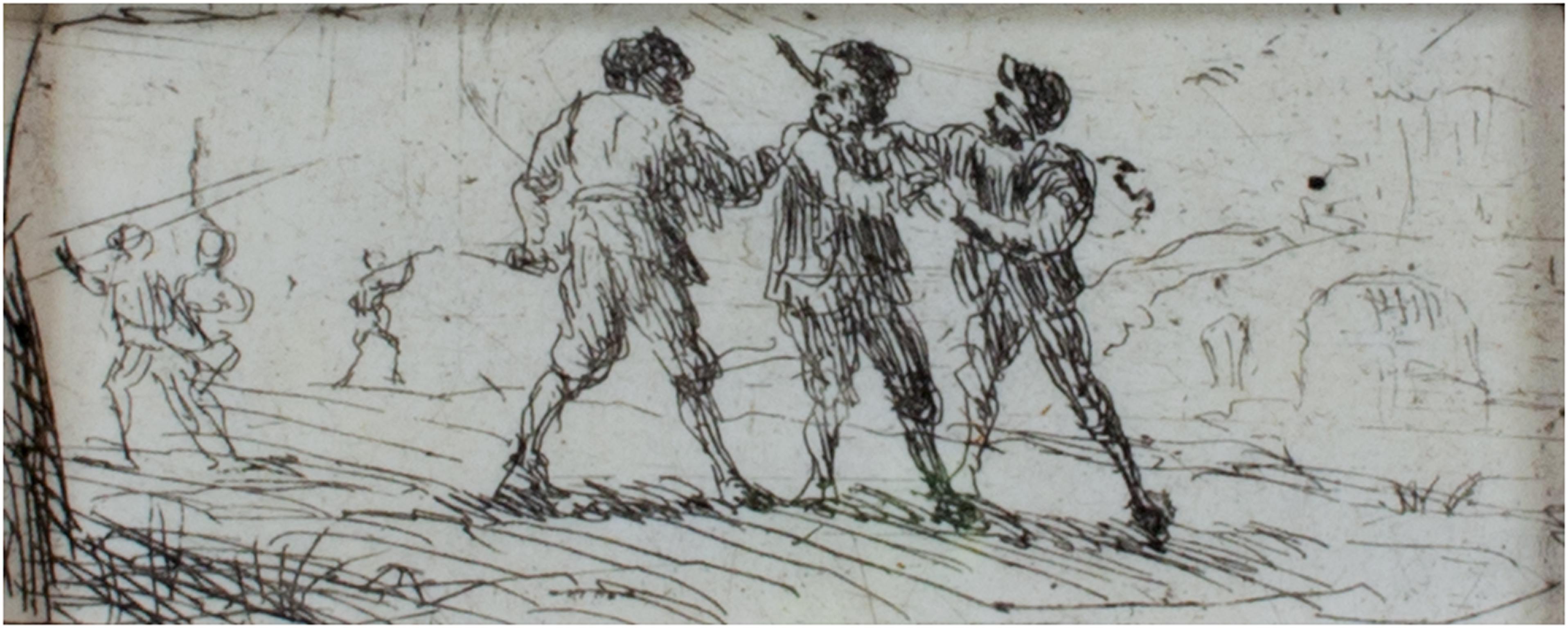 Claude Lorrain Figurative Print - 17th century etching black and white figures sketch