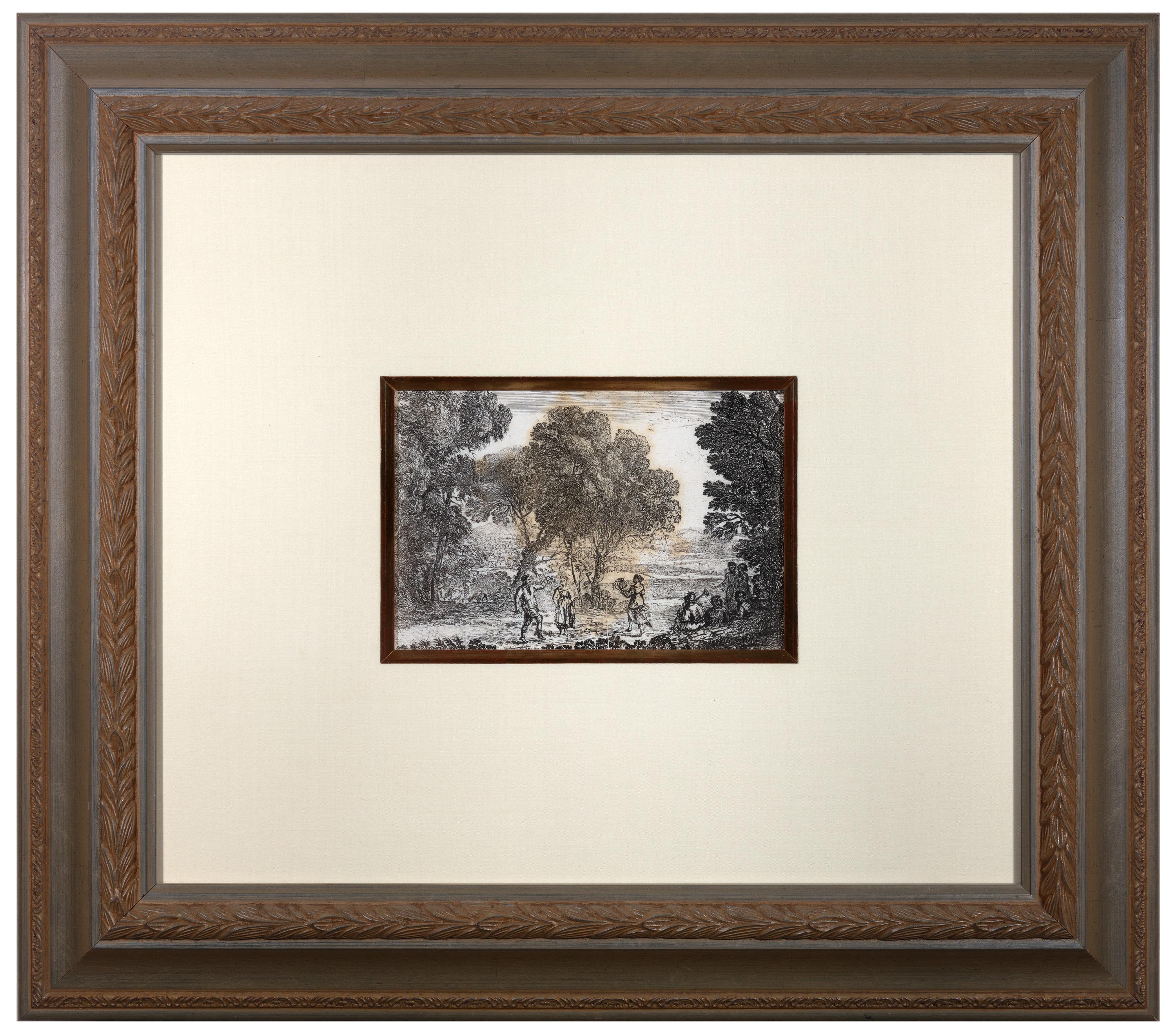 Landscape Print Claude Lorrain - « La Danse Sous Les Arbes » (La danse champêtre), gravure