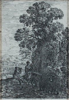 "Le Patre et la Bergere (The Herdsman & Shepherdess), " Etching by Claude Gellee