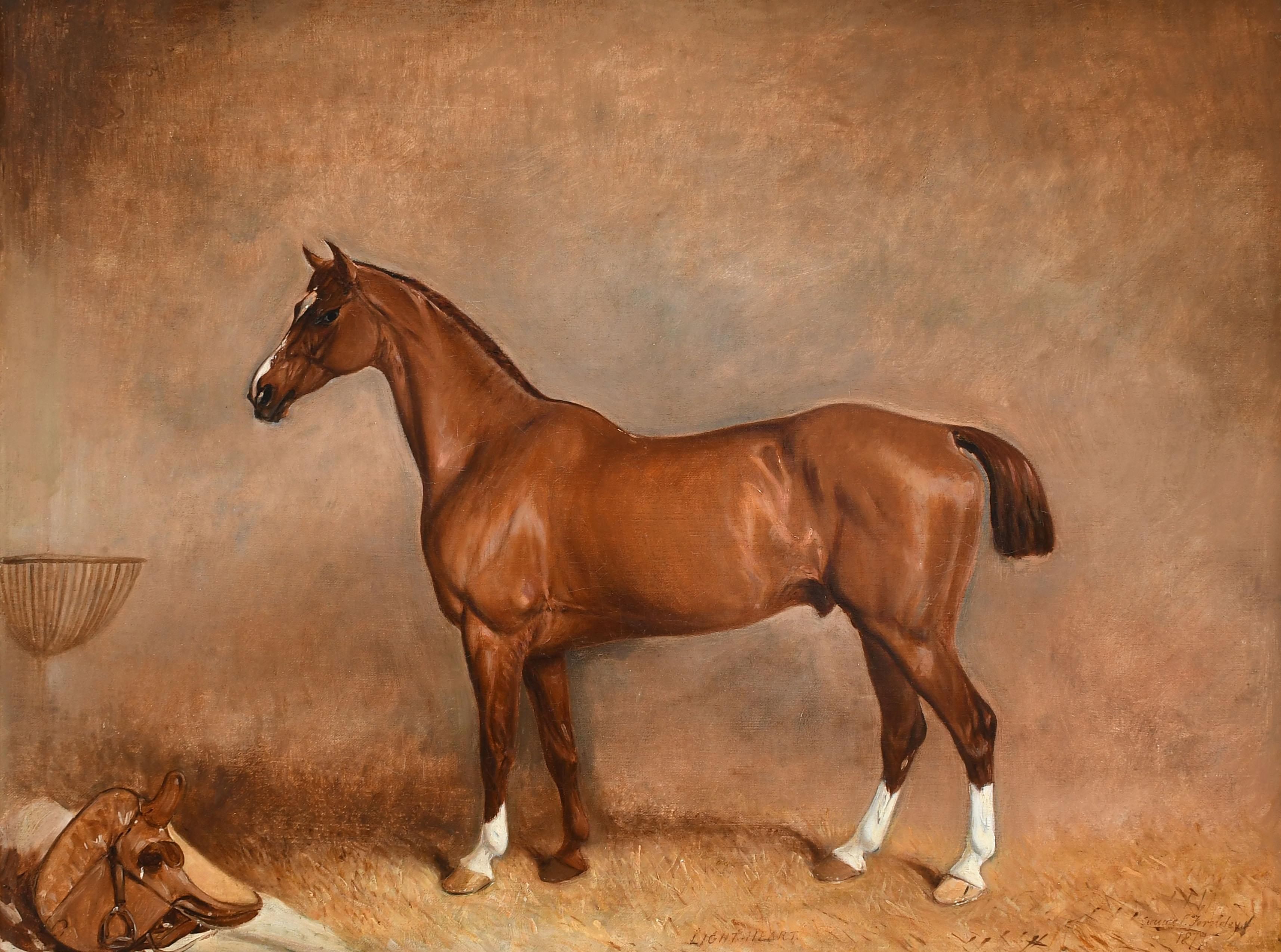 Claude Lorraine Ferneley 19th century Horse in stable, oil painting - Painting by Claude-Lorraine Ferneley