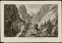 1.ere Vue d'un passage du Mont St Gothard, Switzerland, engraving, 1780