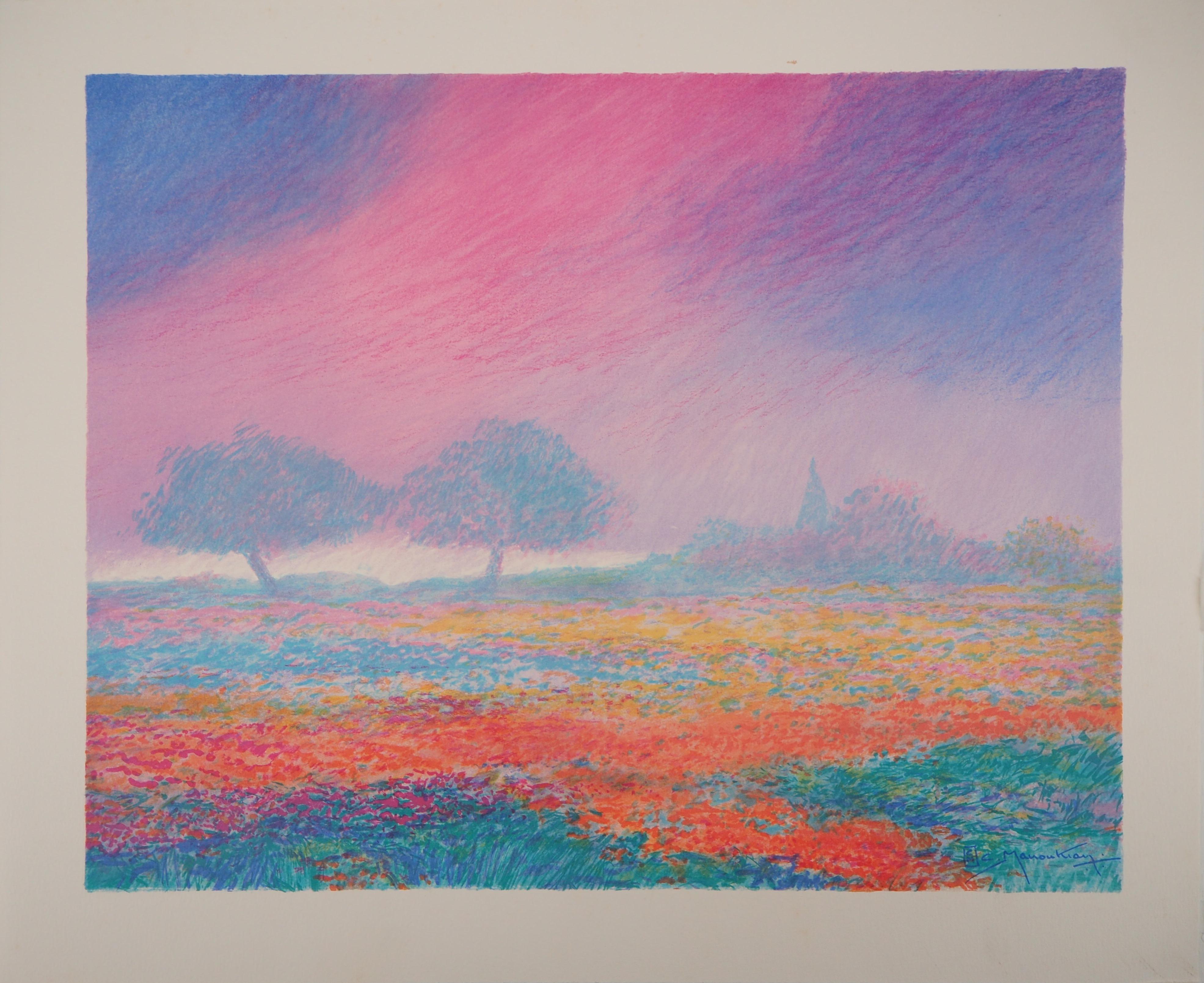 Claude Manoukian Landscape Print - Normandy : A Colorful Spring Day - Original lithograph