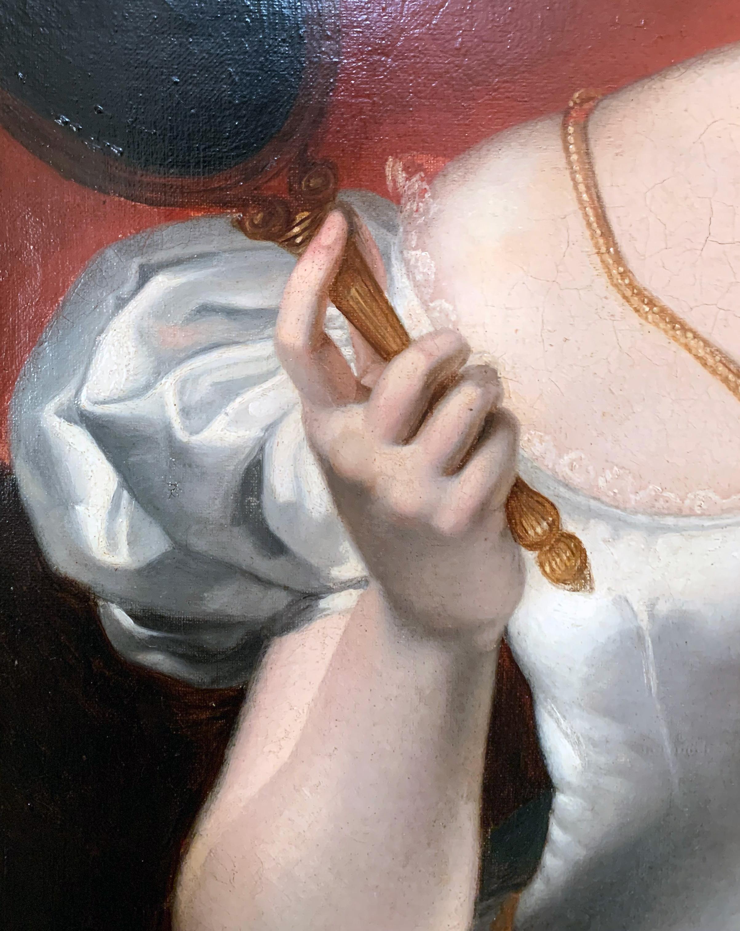 Femme Au Miroir Att. Claude Marie Dubufe (1790/1864) For Sale 3