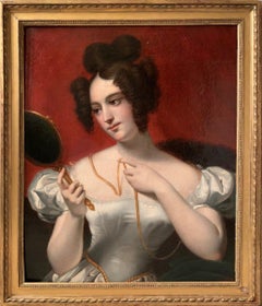 Antique Femme Au Miroir Att. Claude Marie Dubufe (1790/1864)