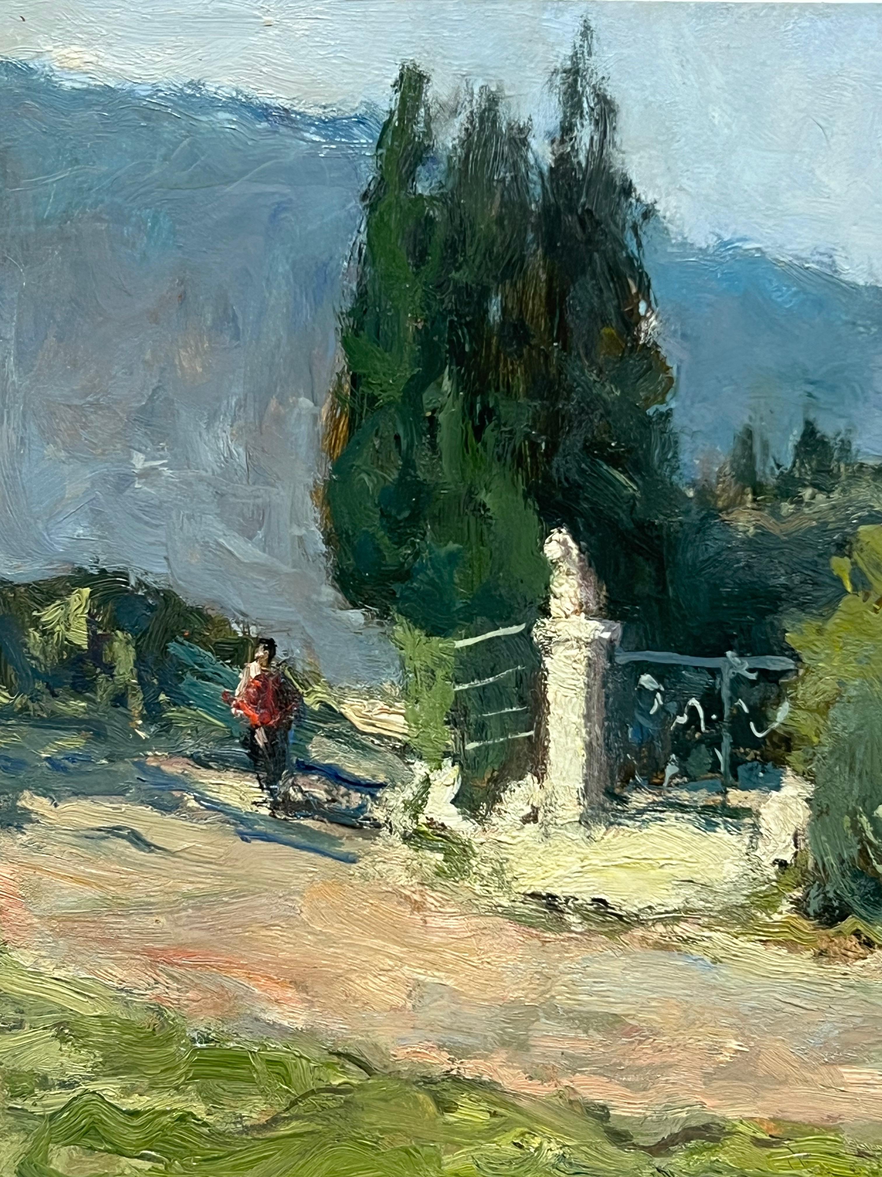 Provencal Landscape
by Claude Marin (French 1914-2001)
signed and dated 83
oil on artist card stuck on board, unframed
board: 7.5 x 9.75 inches
Provenance: private collection, Paris, France
Condition: very good condition

Originally from Nantes,