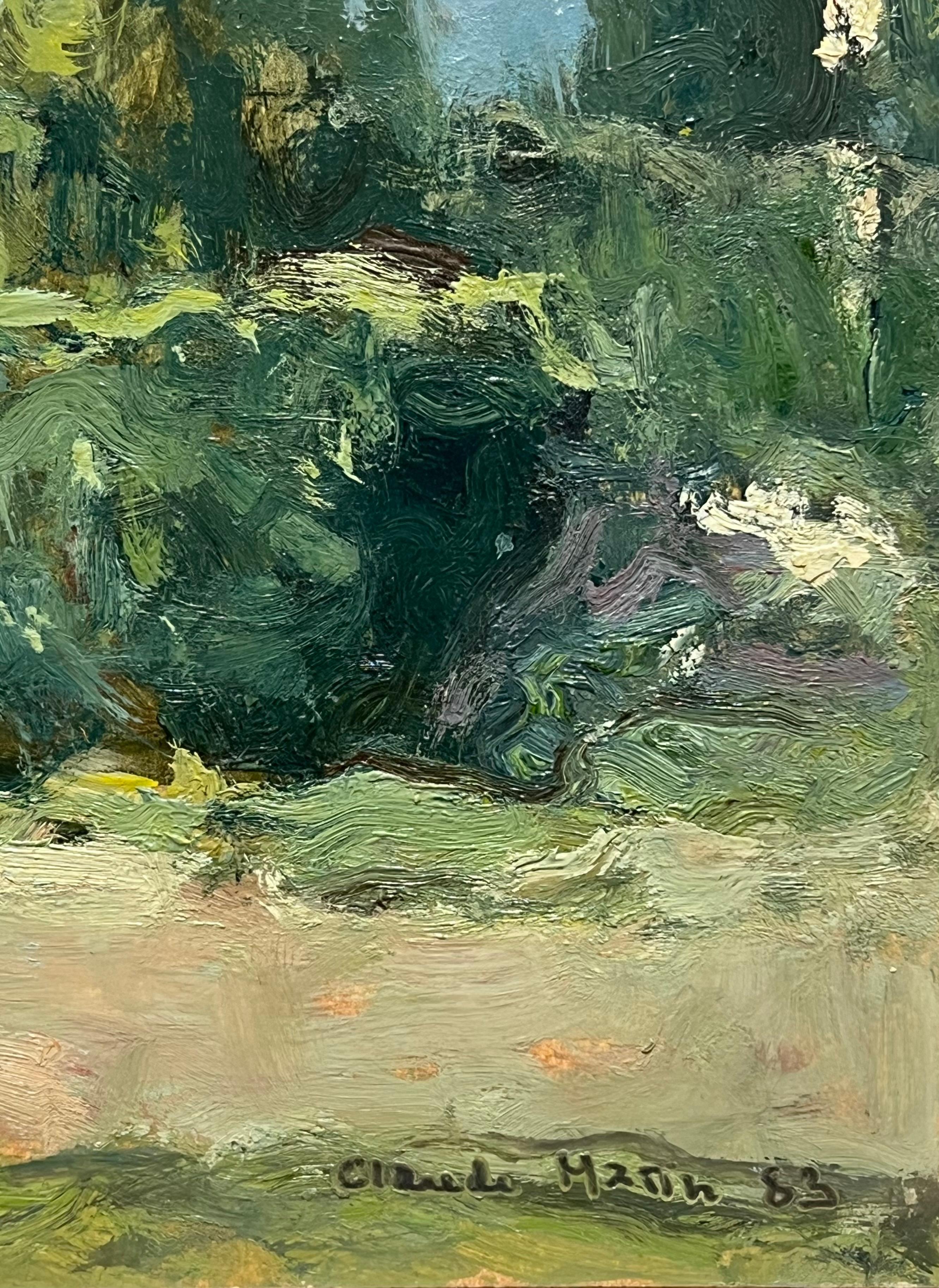 20th Century French Impressionist Signed Oil Provencal Country Landscape For Sale 1