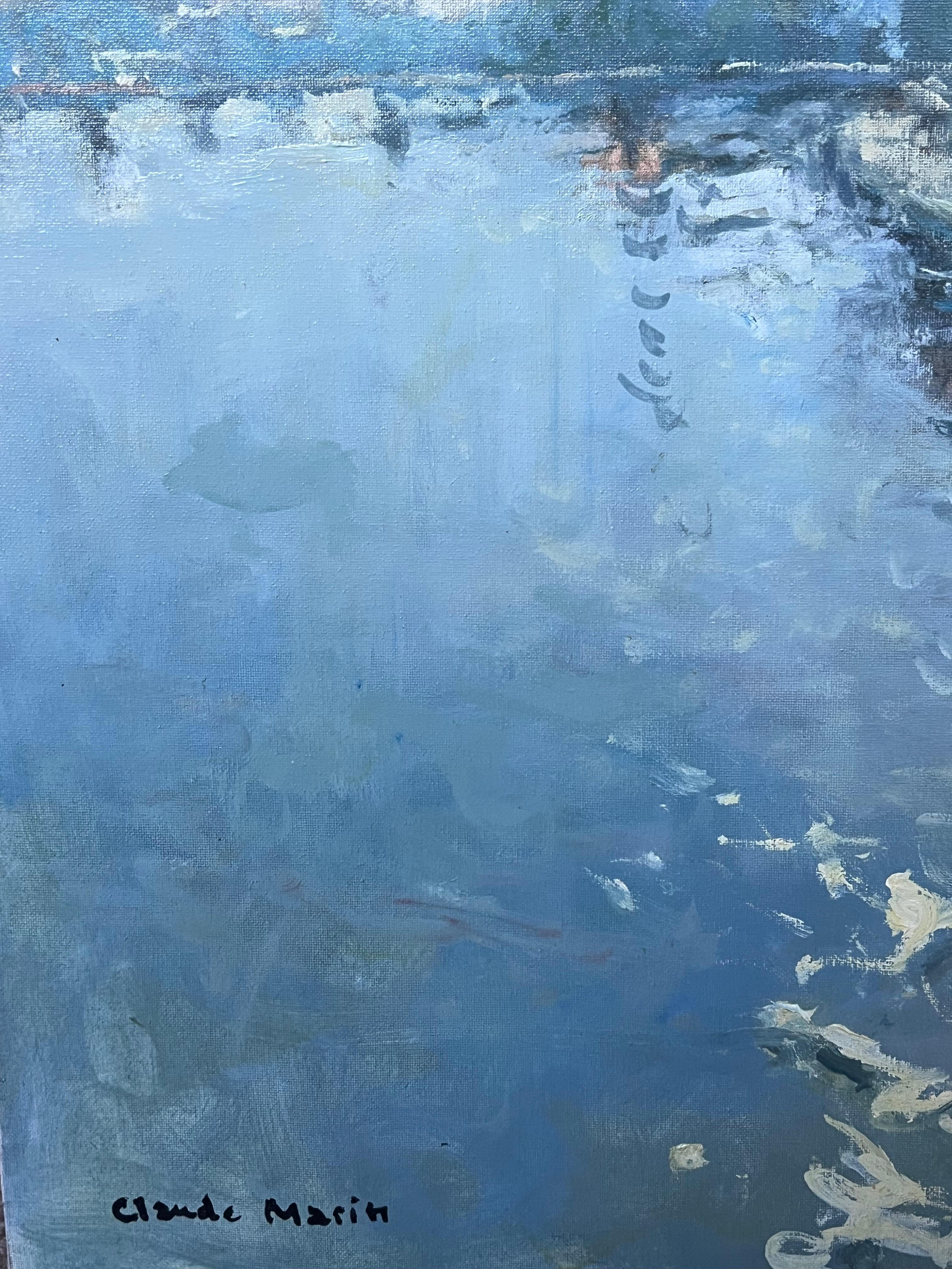 Olio firmato da un impressionista francese del XX secolo sul fiume Senna e il paesaggio di Parigi in vendita 3