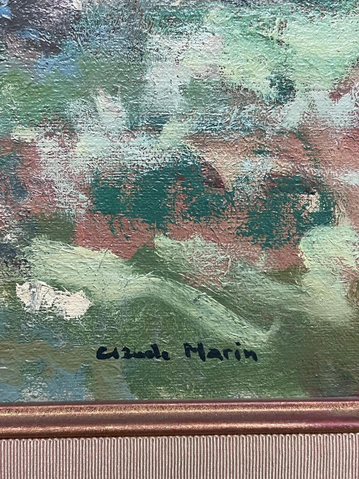 Bright Green Impressionist Landscape with Figure in Dunes Mid 20th Century For Sale 1