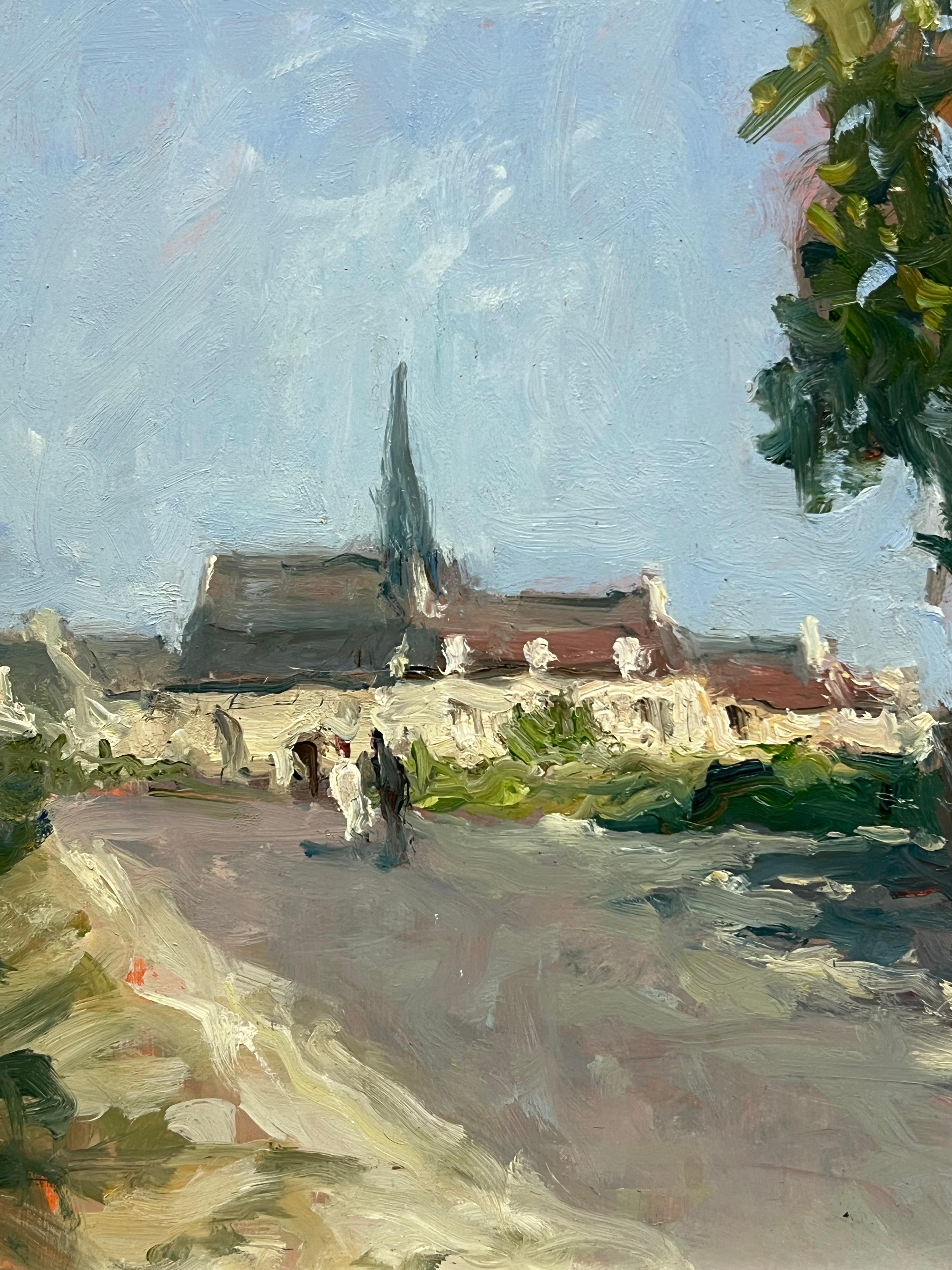 The Country Lane
by Claude Marin (French 1914-2001)
signed
oil on artist card stuck on board, unframed
board: 9 x 11 inches
Provenance: private collection, Paris, France
Condition: very good condition

Originally from Nantes, Claude Marin