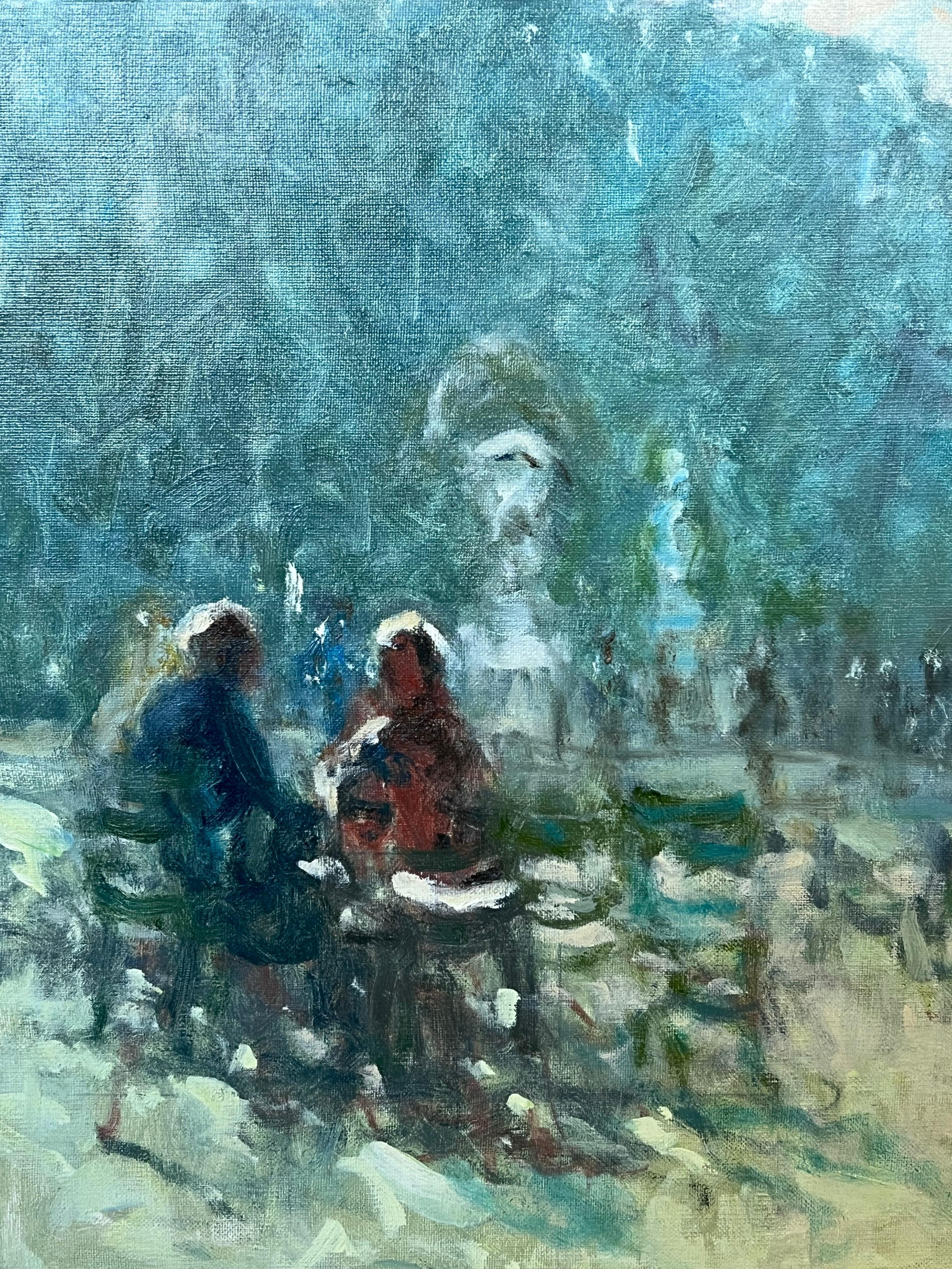 Jardín de Luxemburgo Escena del parque de París Siglo XX Óleo firmado por un impresionista francés - Painting Impresionista de Claude Marin