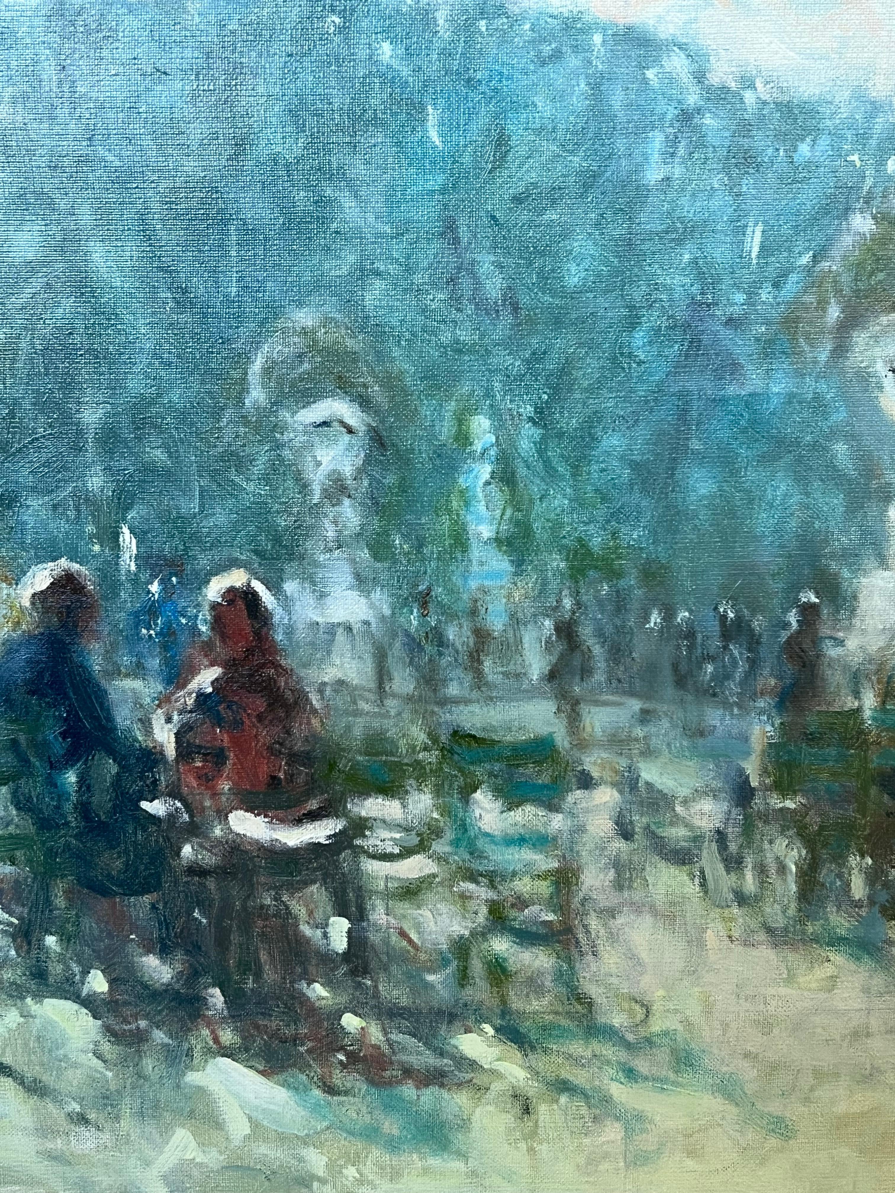 Jardín de Luxemburgo Escena del parque de París Siglo XX Óleo firmado por un impresionista francés - Landscape Painting Azul de Claude Marin