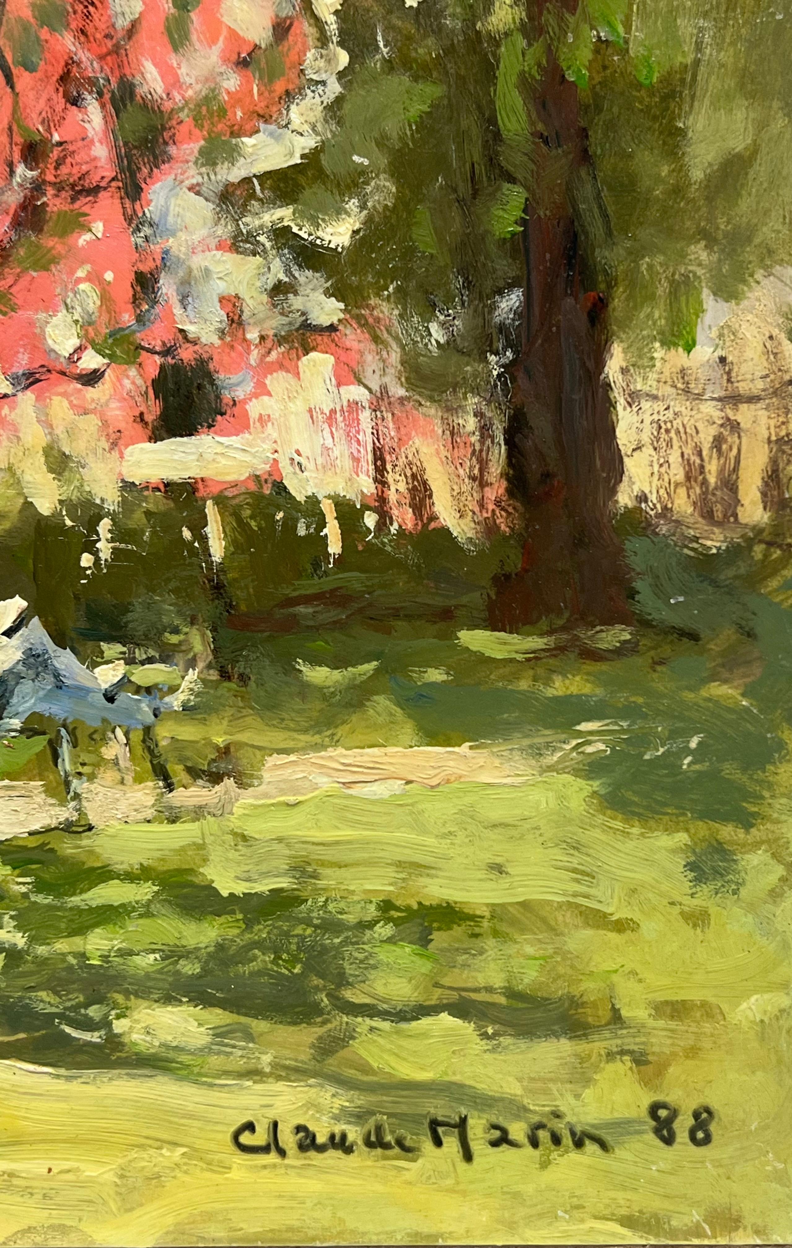 Gli alberi in fiore
di Claude Marin (francese, 1914-2001)
firmato e datato 88
olio su cartoncino incollato su tavola, senza cornice
tavola: 7,5 x 9,5 pollici
Provenienza: collezione privata, Parigi, Francia
Condizioni: ottime condizioni

Originario