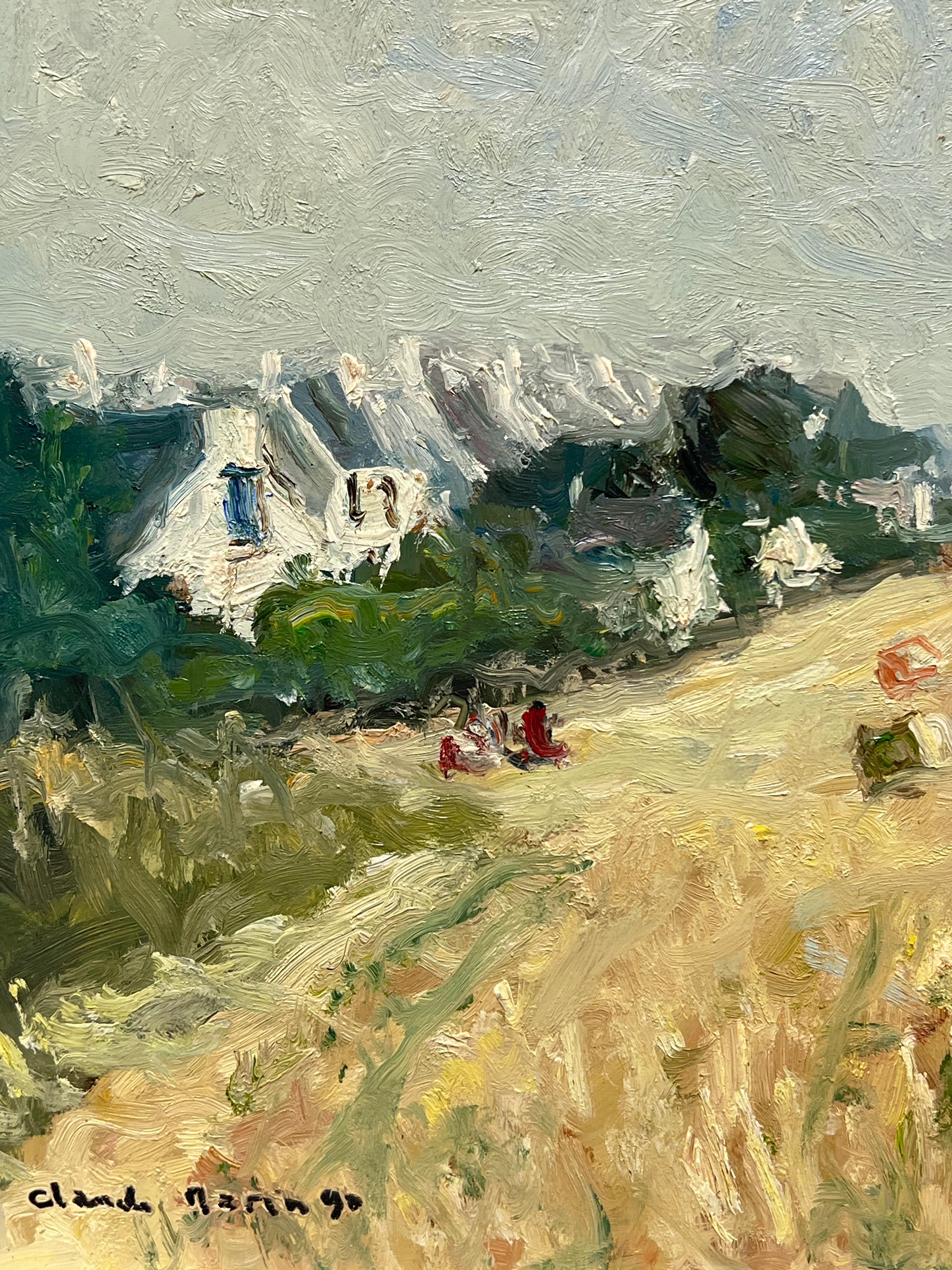 Harvest Fields
by Claude Marin (French 1914-2001)
signed and dated 90
oil on artist card stuck on board, unframed
board: 9 x 10.5 inches
Provenance: private collection, Paris, France
Condition: very good condition

Originally from Nantes, Claude