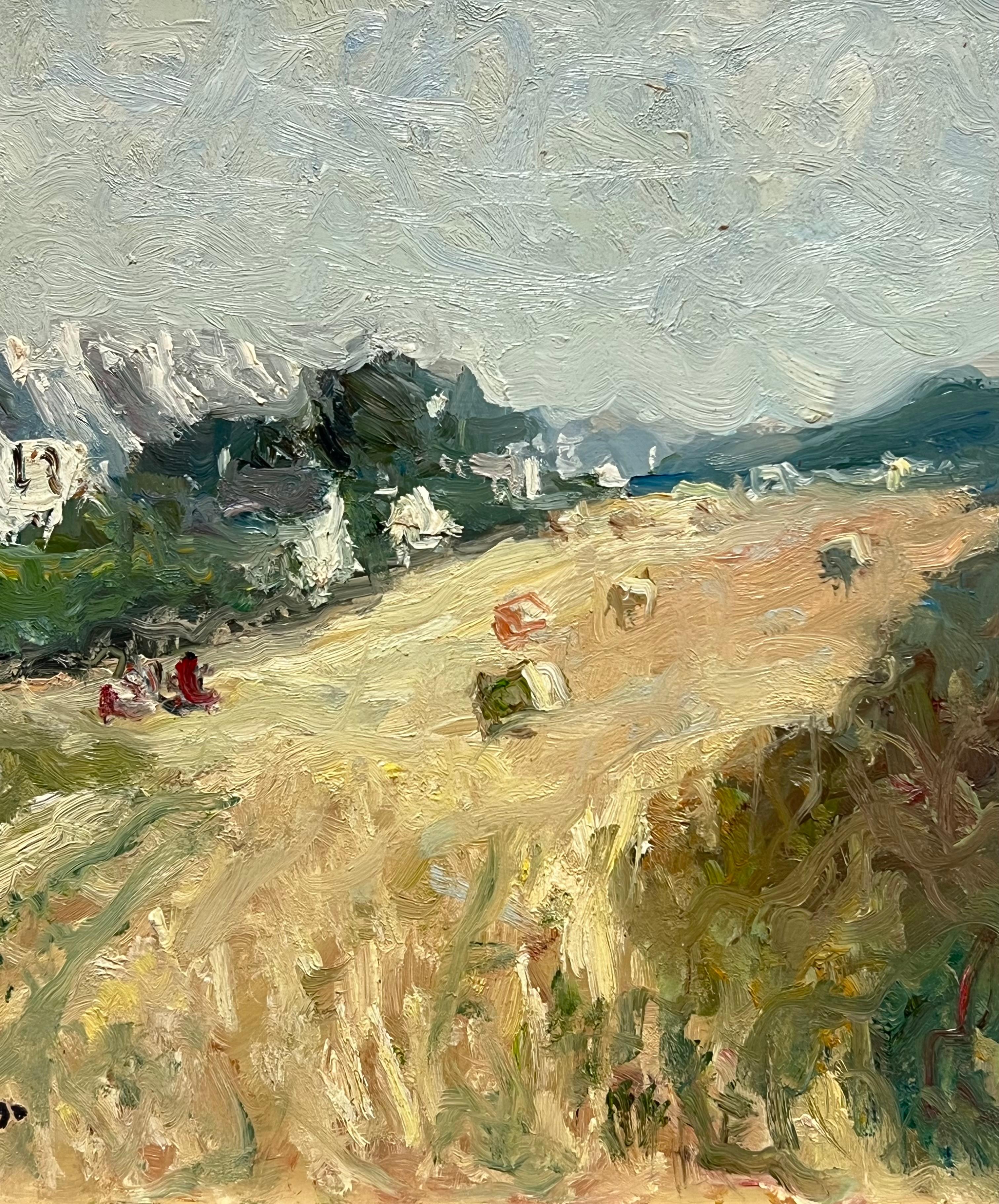 Rural Brittany Harvest Fields Signed 20th Century French Impressionist Oil For Sale 2