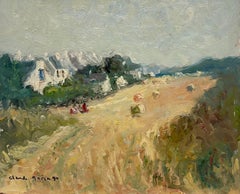 Französisch-impressionistisches Ölgemälde, rurale Erntefelder in der Bretagne, signiert, 20. Jahrhundert