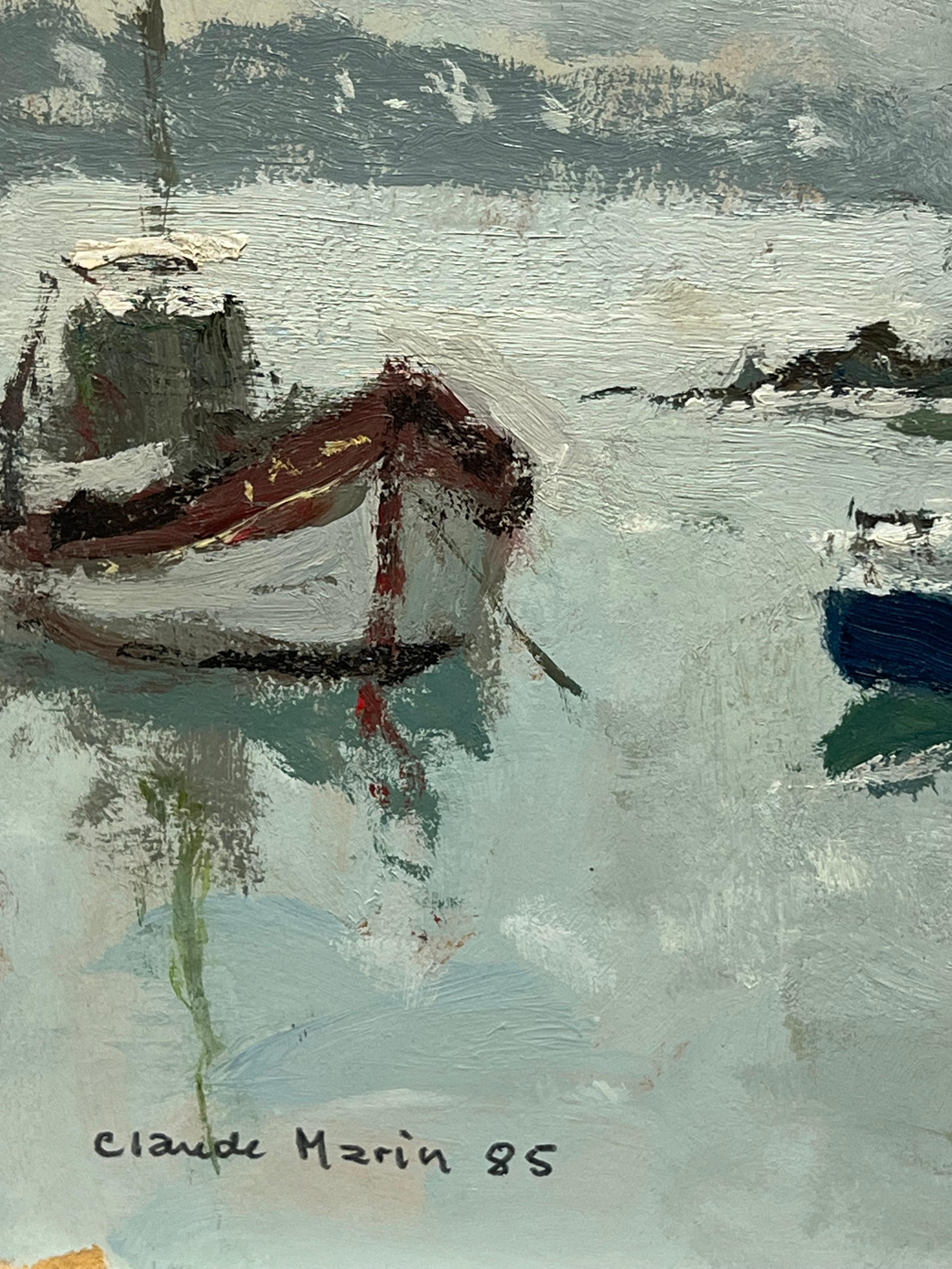 Barche ormeggiate
di Claude Marin (francese, 1914-2001)
firmato e datato 85
olio su cartoncino incollato su tavola, senza cornice
tavola: 7,75 x 9,5 pollici
Provenienza: collezione privata, Parigi, Francia
Condizioni: ottime condizioni

Originario