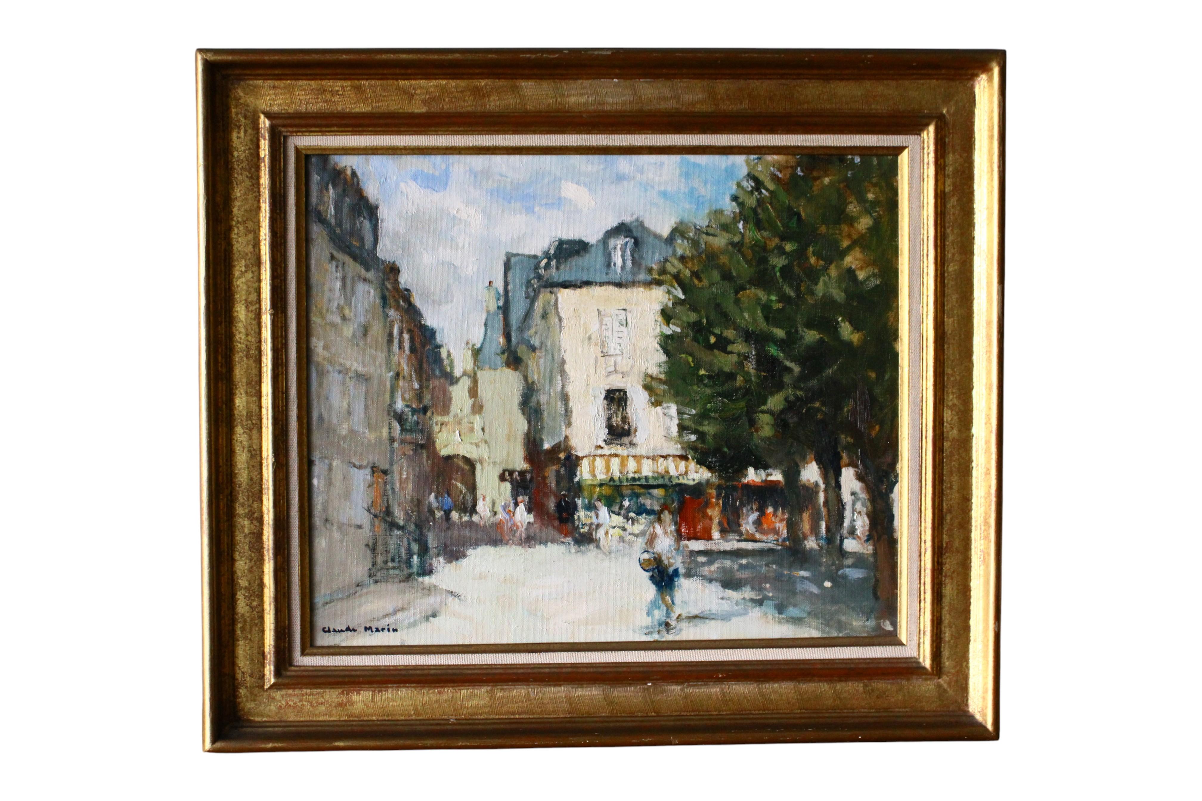 Figurative Painting de Claude Marin - Vintage Landscape Oil Painting, Post-Impressionist Paris Cityscape, Paris School