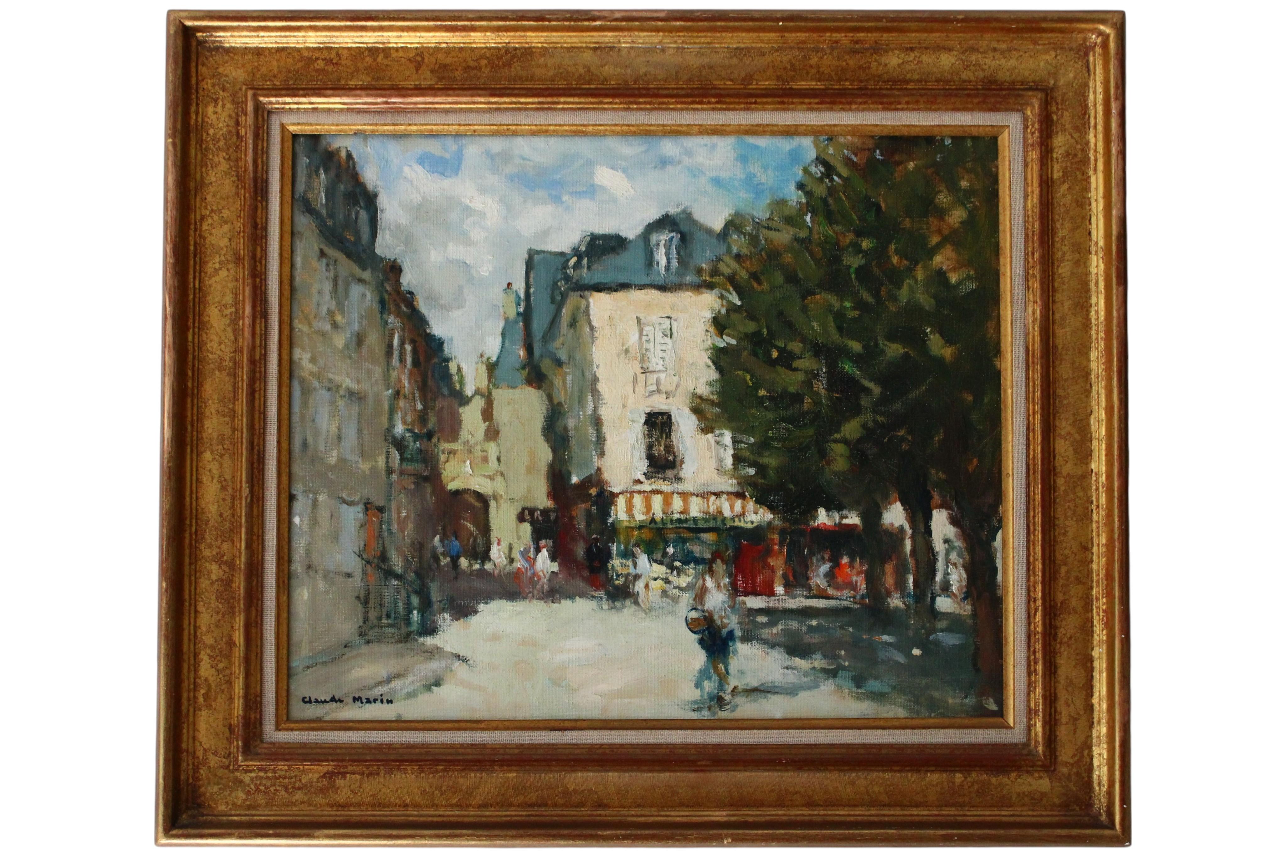 Vintage Paris Landscape Oil Painting, Signed, 1970s Post-Impressionist