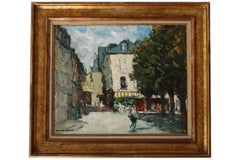 Vintage Paris Landscape Oil Painting, Signed, 1970s Post-Impressionist