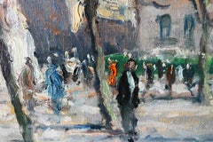 Vintage Landscape Oil Painting, Post-Impressionist Paris Garden Cityscape