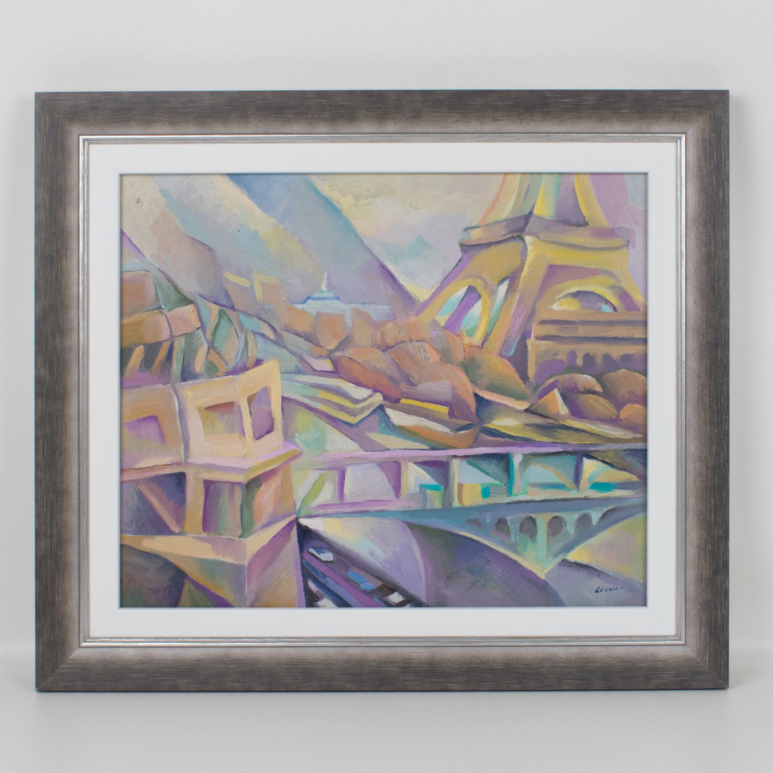 La Torre Eiffel amarilla, Pintura al óleo sobre lienzo de Claude-Max Lochu en venta 4