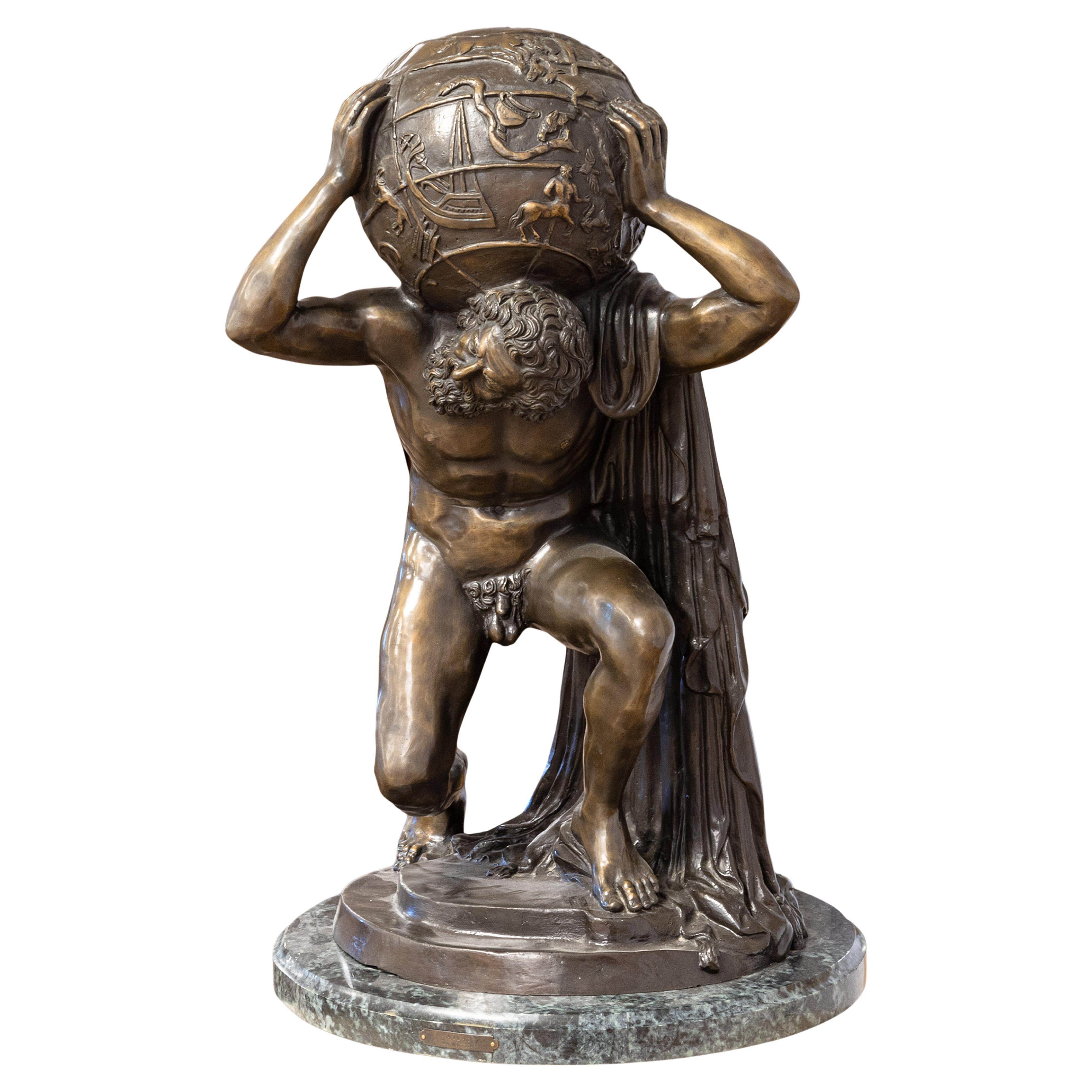 Claude Michel Clodion After Altlas Bronze Figurative Sculpture 1890s